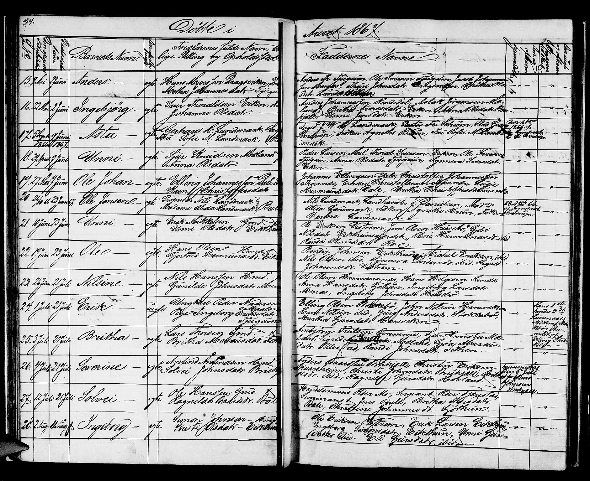 Balestrand sokneprestembete, AV/SAB-A-79601/H/Hab/Haba/L0001: Parish register (copy) no. A 1, 1853-1880, p. 34