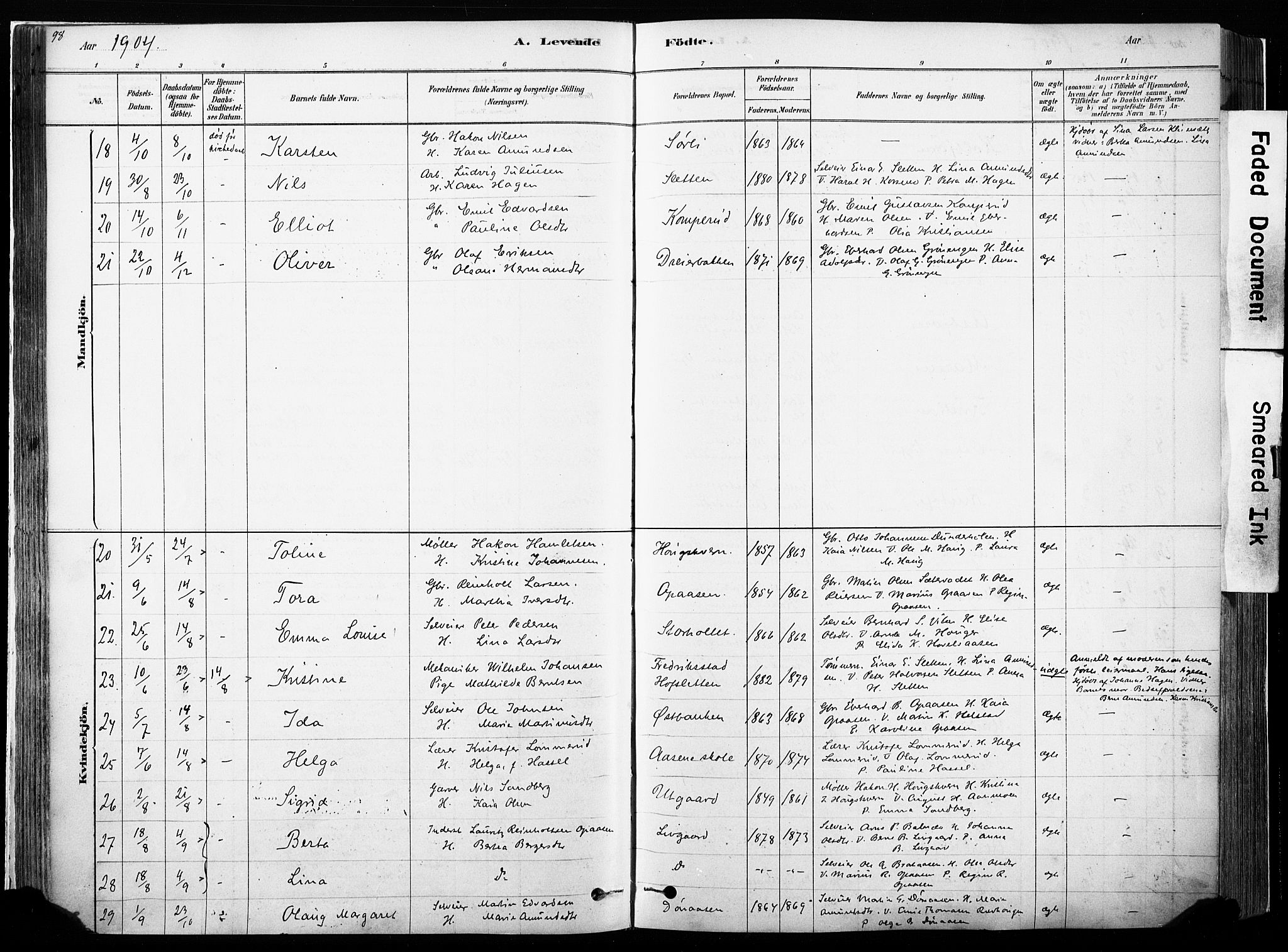 Hof prestekontor, SAH/PREST-038/H/Ha/Haa/L0010: Parish register (official) no. 10, 1878-1909, p. 98