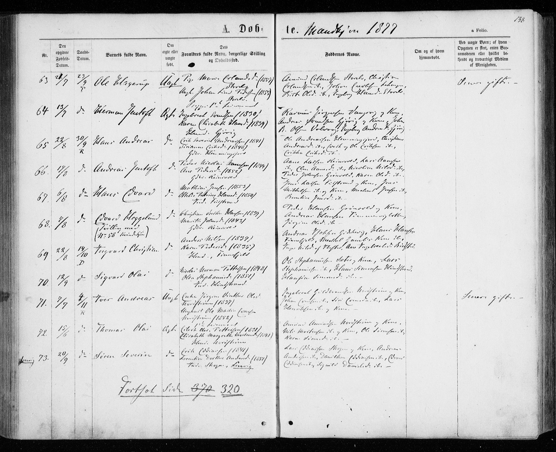 Tranøy sokneprestkontor, AV/SATØ-S-1313/I/Ia/Iaa/L0008kirke: Parish register (official) no. 8, 1867-1877, p. 138