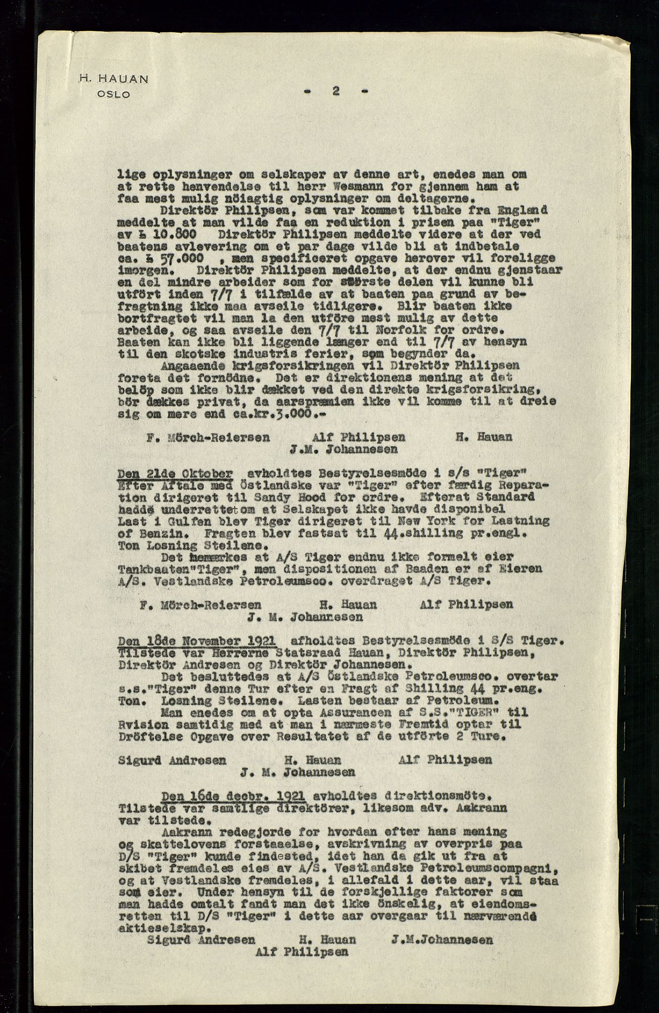 Pa 1536 - Esso Norge as, Vallø Oljeraffineri og lager, AV/SAST-A-101956/A/Aa/L0001/0003: Generalforsamlinger og bilag til generalforsamlinger / Vallø styre og generalforsamling, 1905-1933