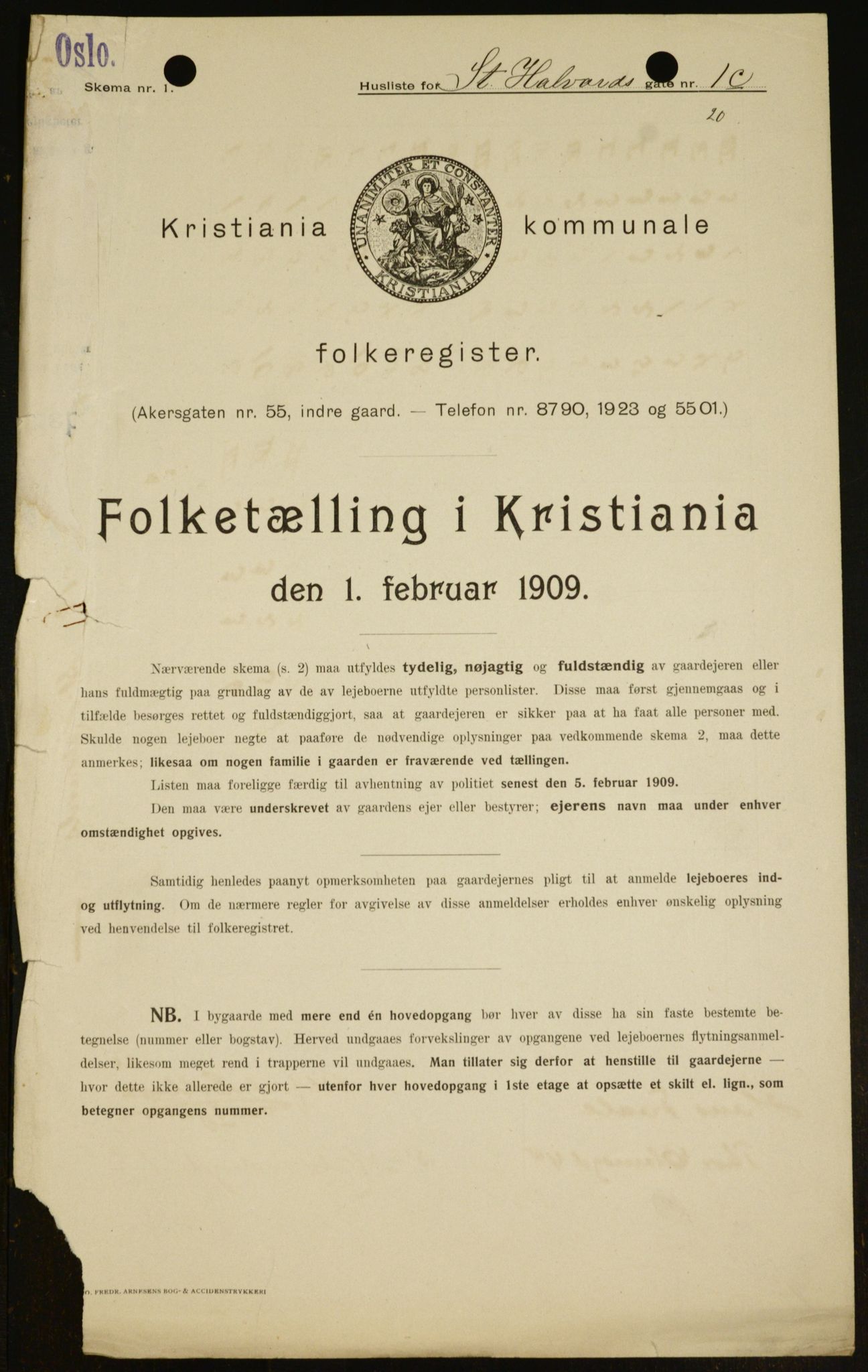 OBA, Municipal Census 1909 for Kristiania, 1909, p. 79466