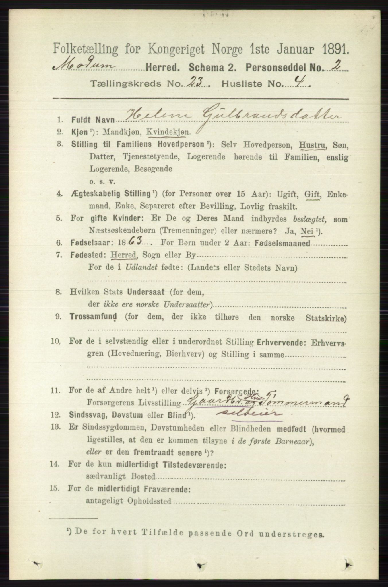 RA, 1891 census for 0623 Modum, 1891, p. 8716