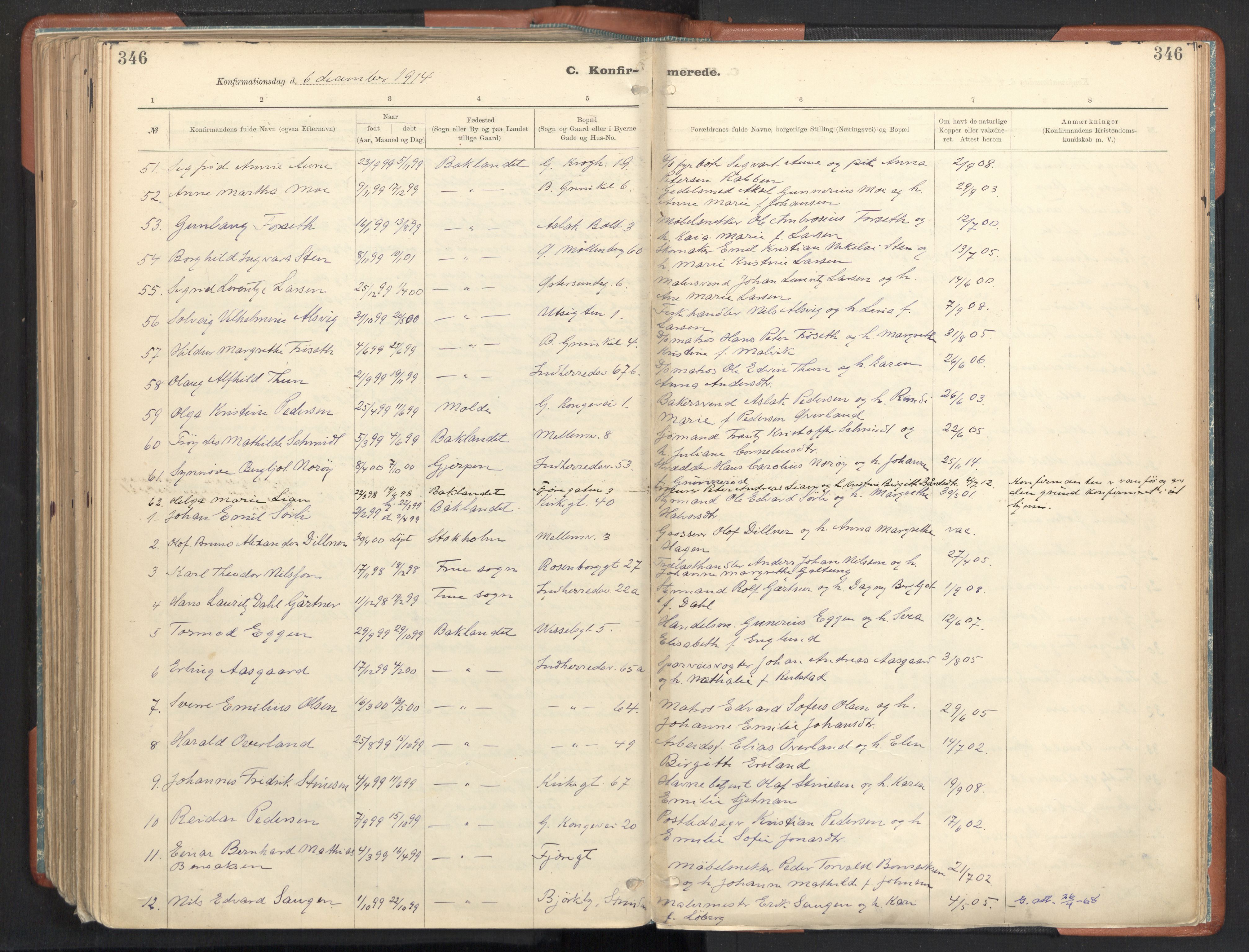 Ministerialprotokoller, klokkerbøker og fødselsregistre - Sør-Trøndelag, AV/SAT-A-1456/605/L0243: Parish register (official) no. 605A05, 1908-1923, p. 346