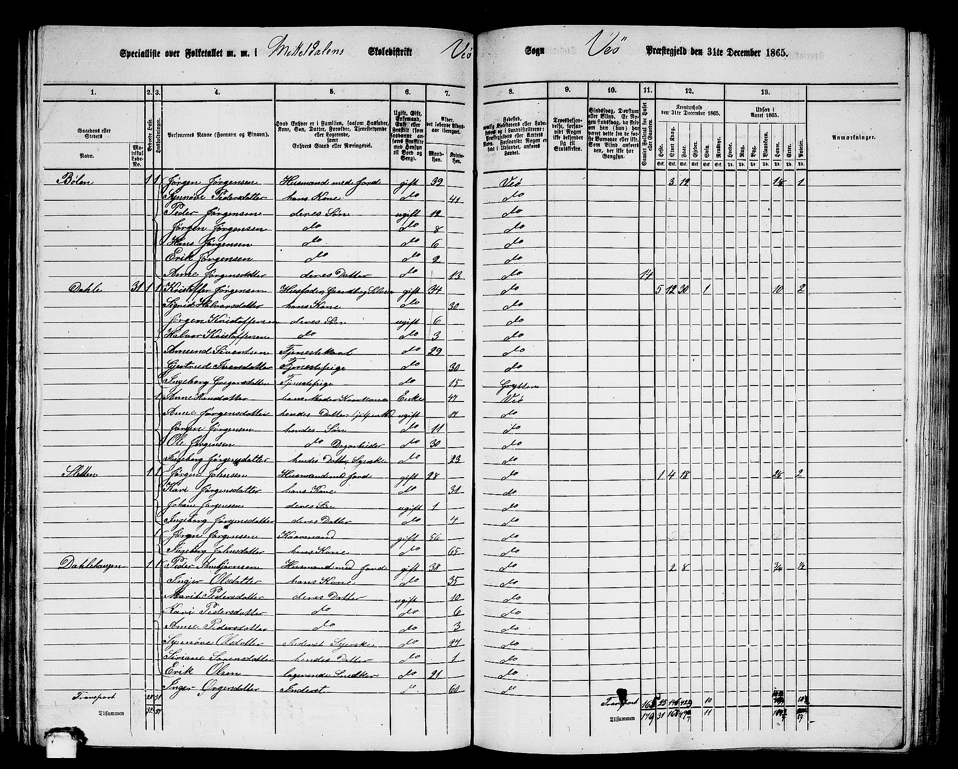 RA, 1865 census for Veøy, 1865, p. 30