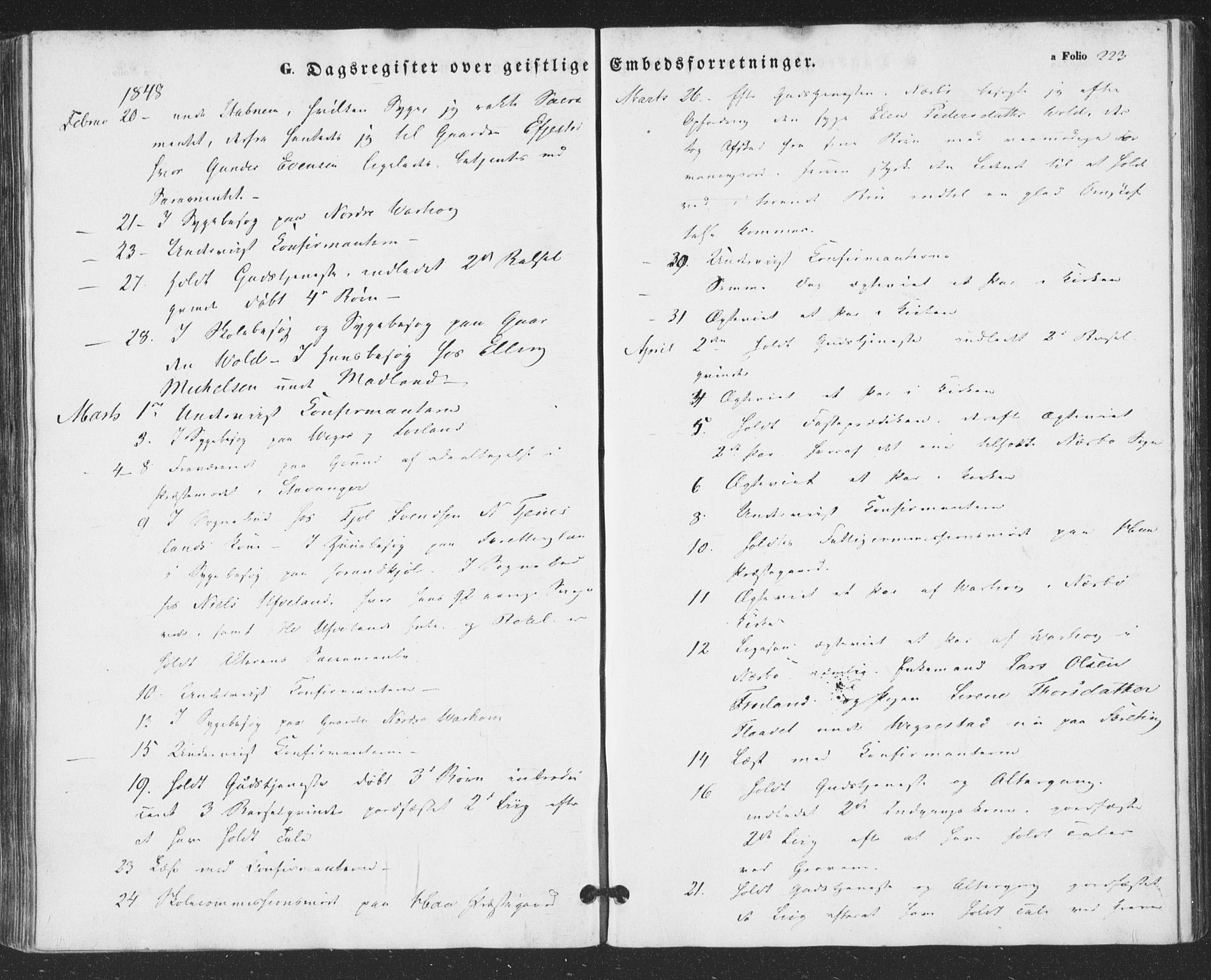 Hå sokneprestkontor, AV/SAST-A-101801/001/30BA/L0007: Parish register (official) no. A 6, 1842-1855, p. 223