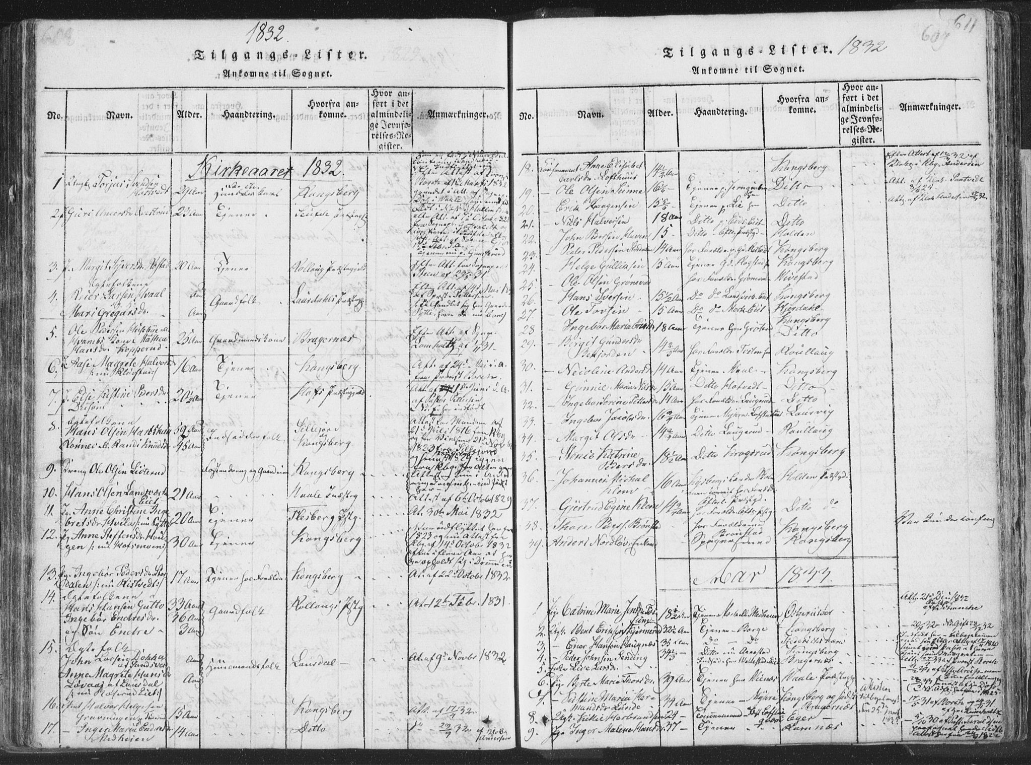 Sandsvær kirkebøker, SAKO/A-244/F/Fa/L0004: Parish register (official) no. I 4, 1817-1839, p. 608-609