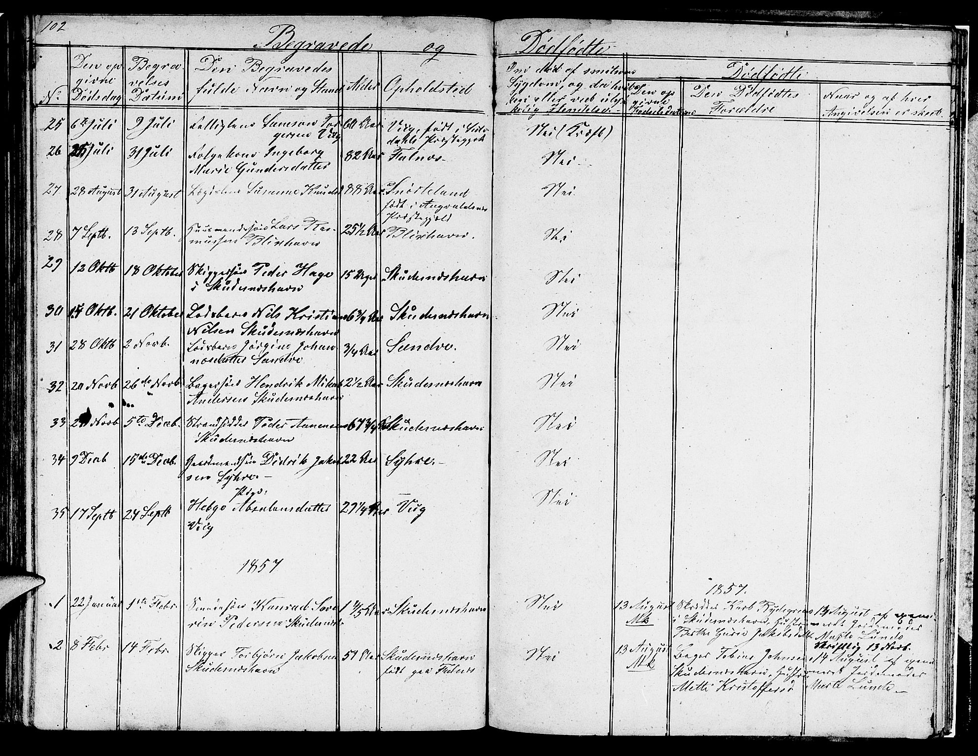 Skudenes sokneprestkontor, SAST/A -101849/H/Ha/Hab/L0001: Parish register (copy) no. B 1, 1848-1864, p. 102