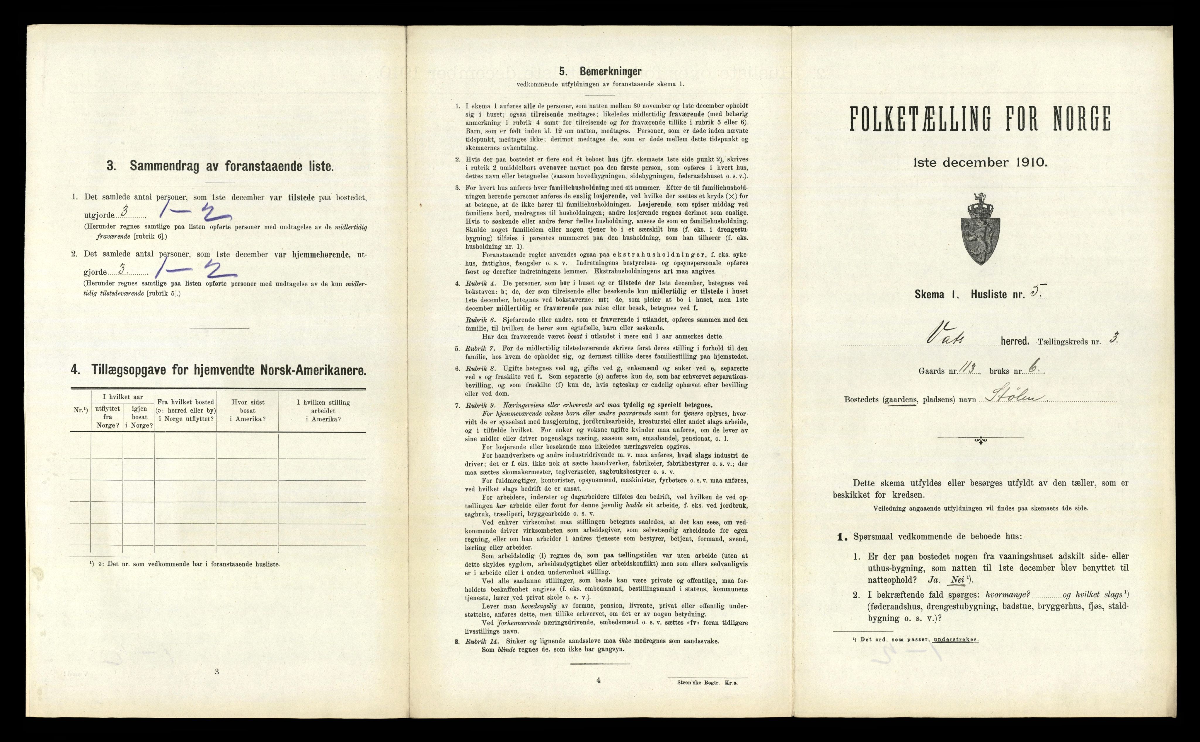 RA, 1910 census for Vats, 1910, p. 162