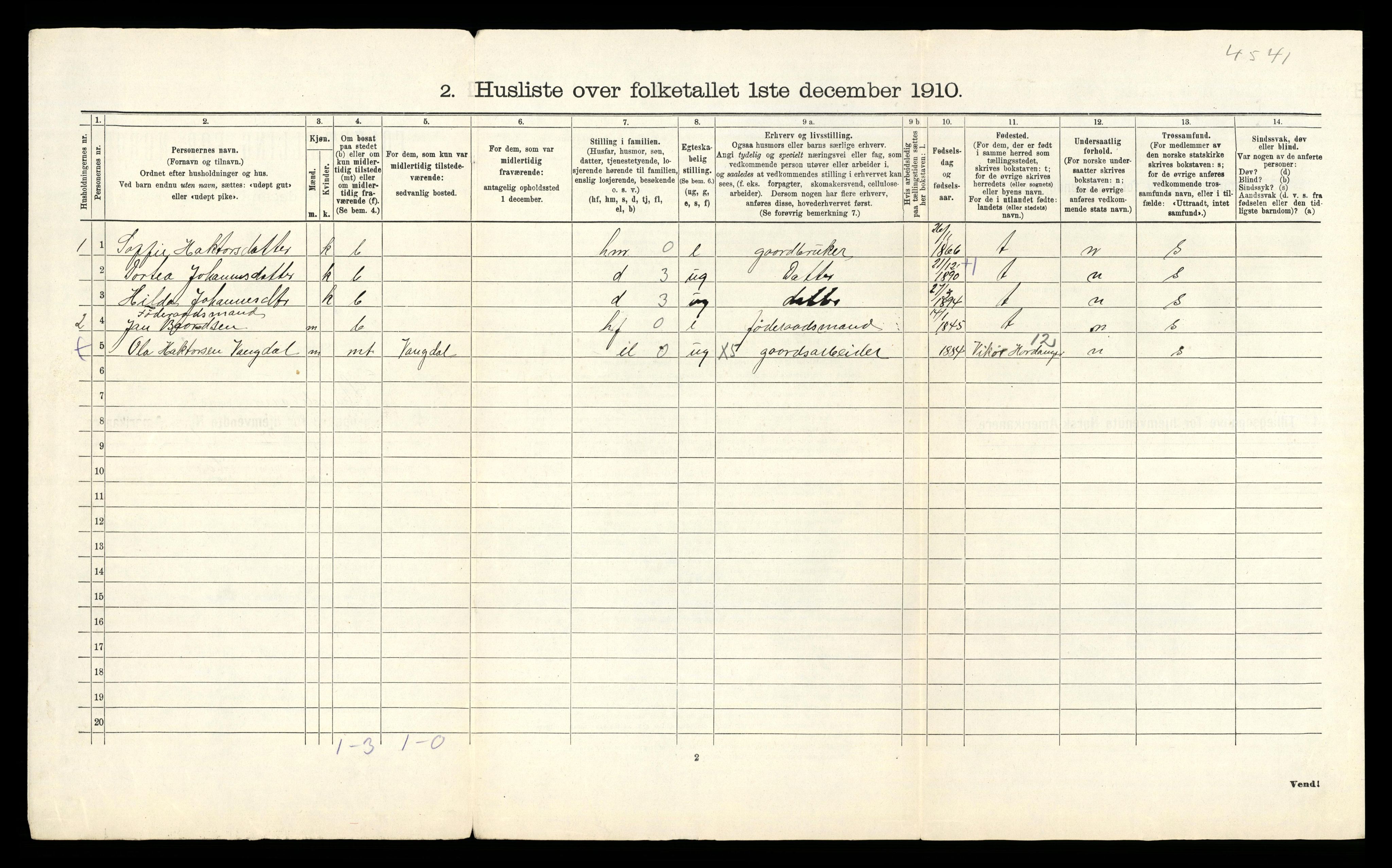 RA, 1910 census for Strandebarm, 1910, p. 29