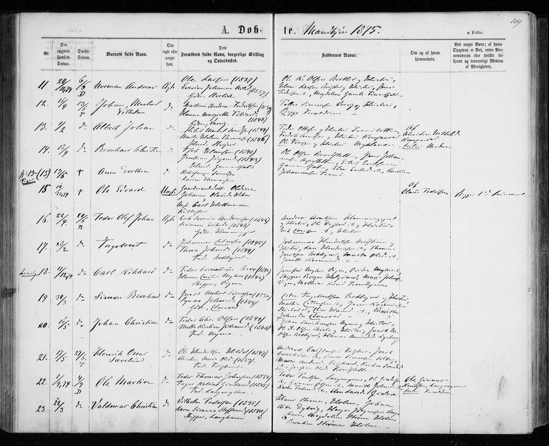 Tranøy sokneprestkontor, AV/SATØ-S-1313/I/Ia/Iaa/L0008kirke: Parish register (official) no. 8, 1867-1877, p. 109