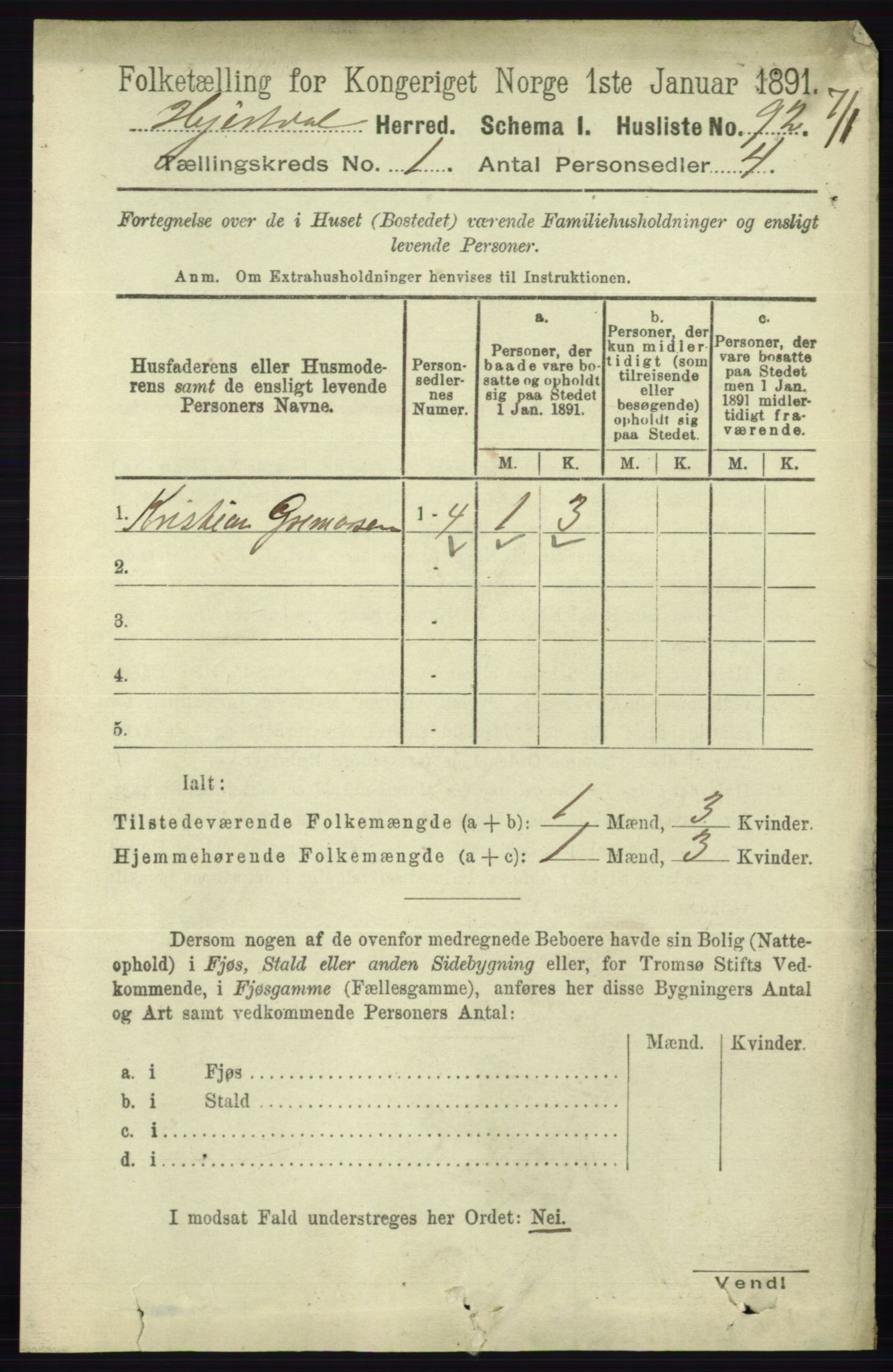 RA, 1891 census for 0827 Hjartdal, 1891, p. 116