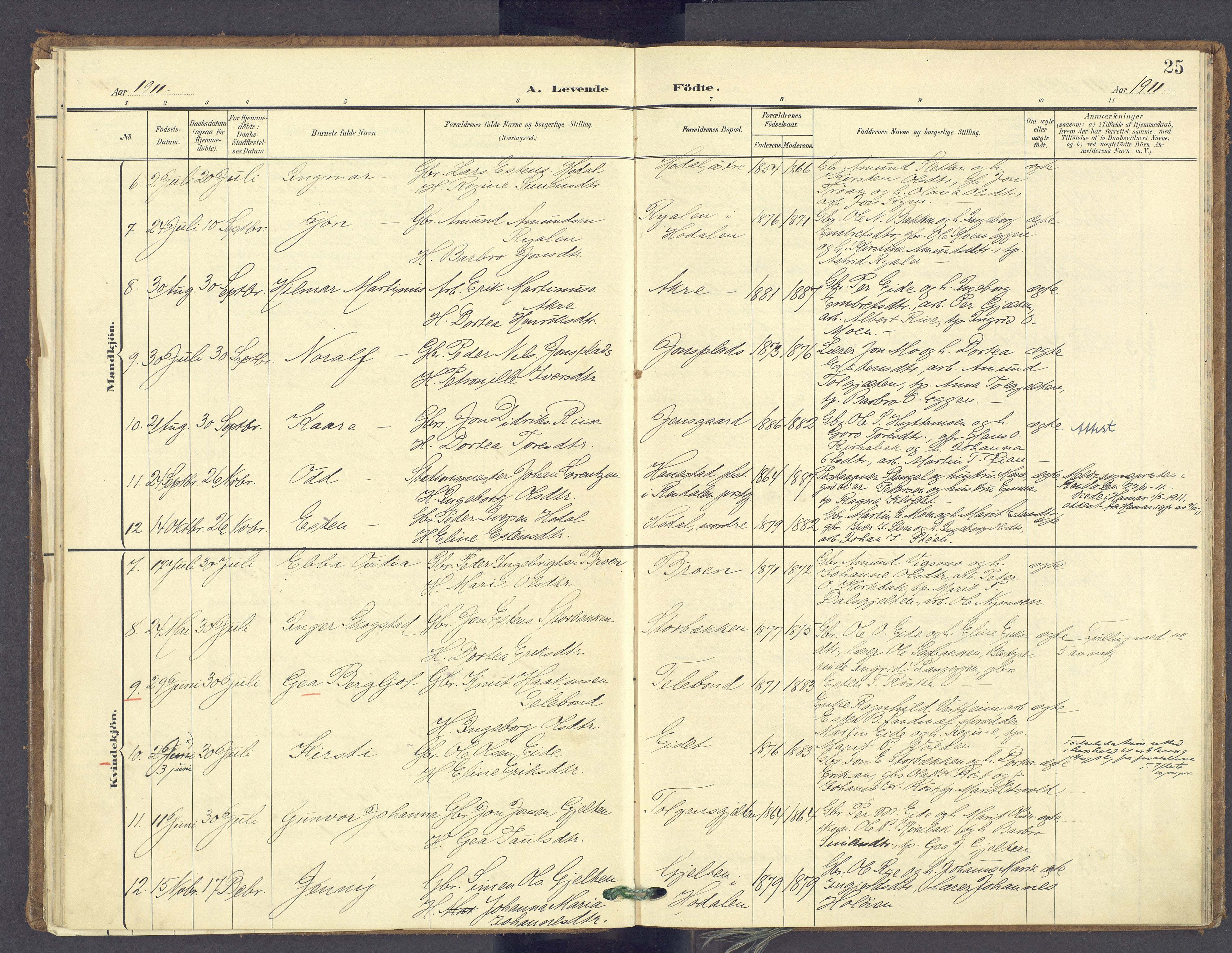 Tolga prestekontor, AV/SAH-PREST-062/K/L0014: Parish register (official) no. 14, 1903-1929, p. 25