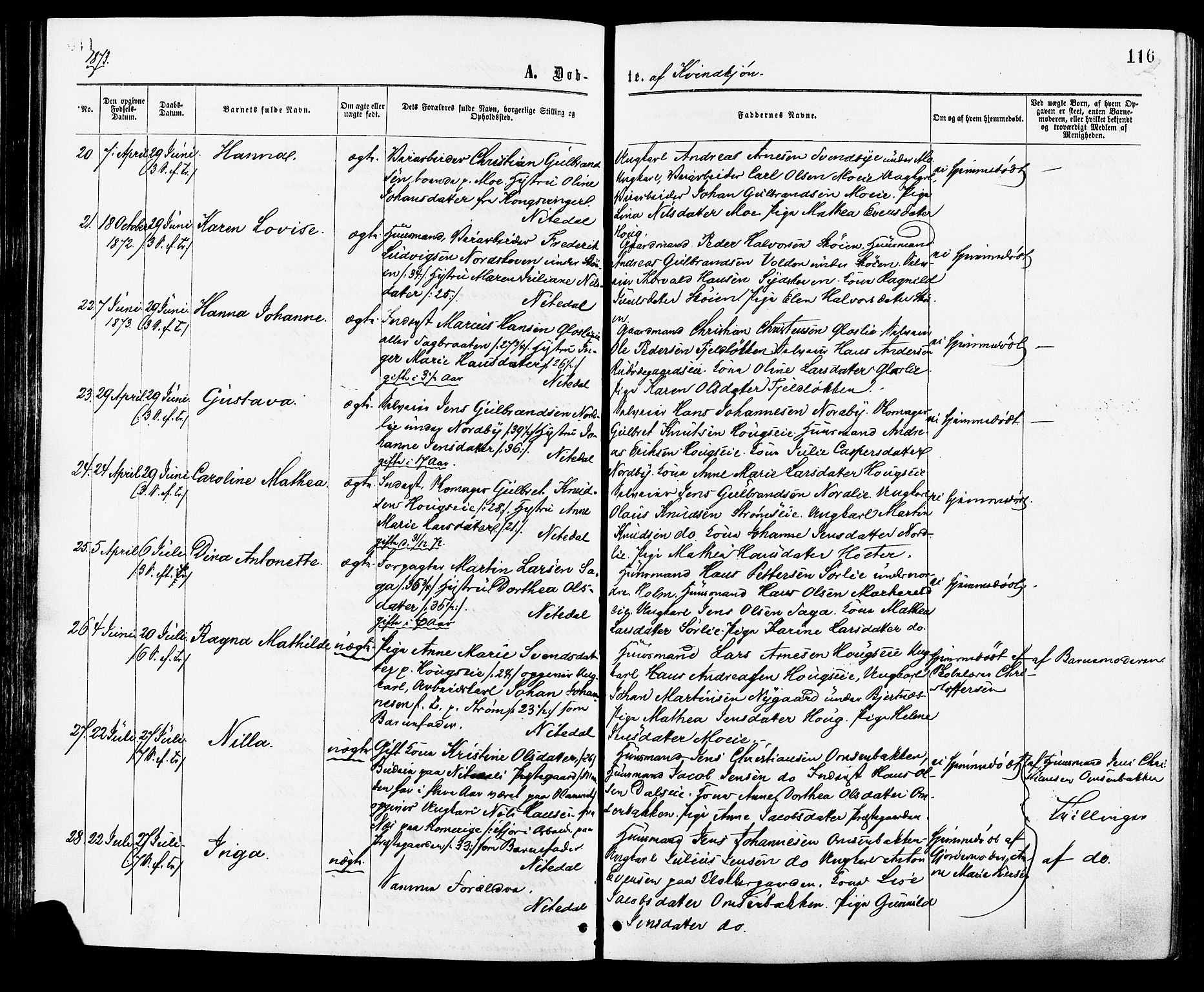 Nittedal prestekontor Kirkebøker, SAO/A-10365a/F/Fa/L0006: Parish register (official) no. I 6, 1863-1878, p. 116