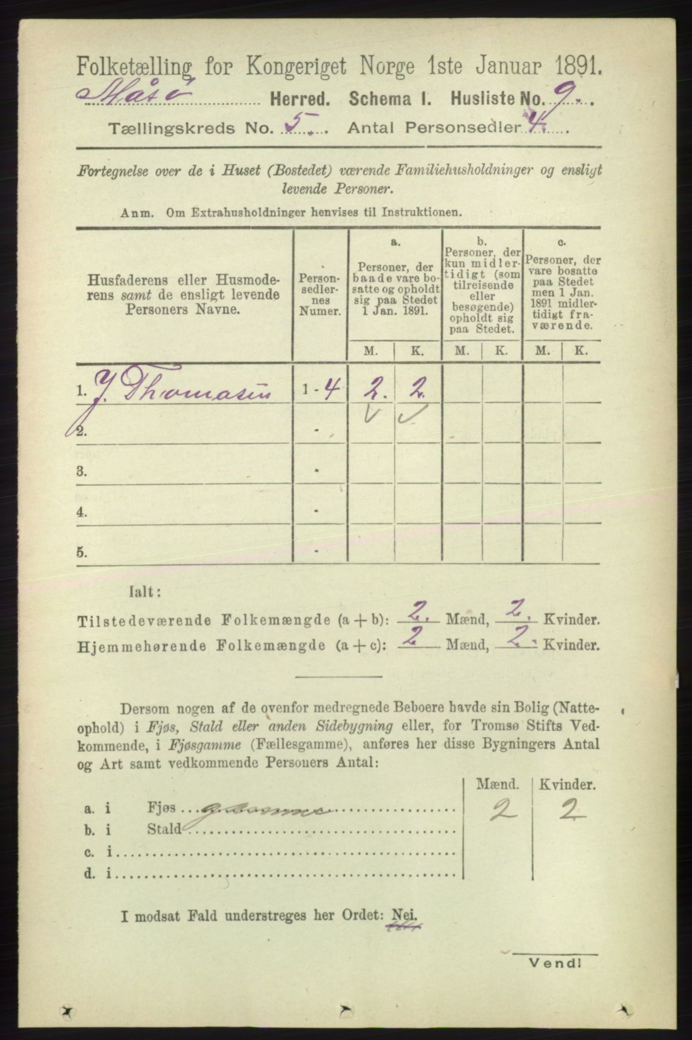 RA, 1891 census for 2018 Måsøy, 1891, p. 663