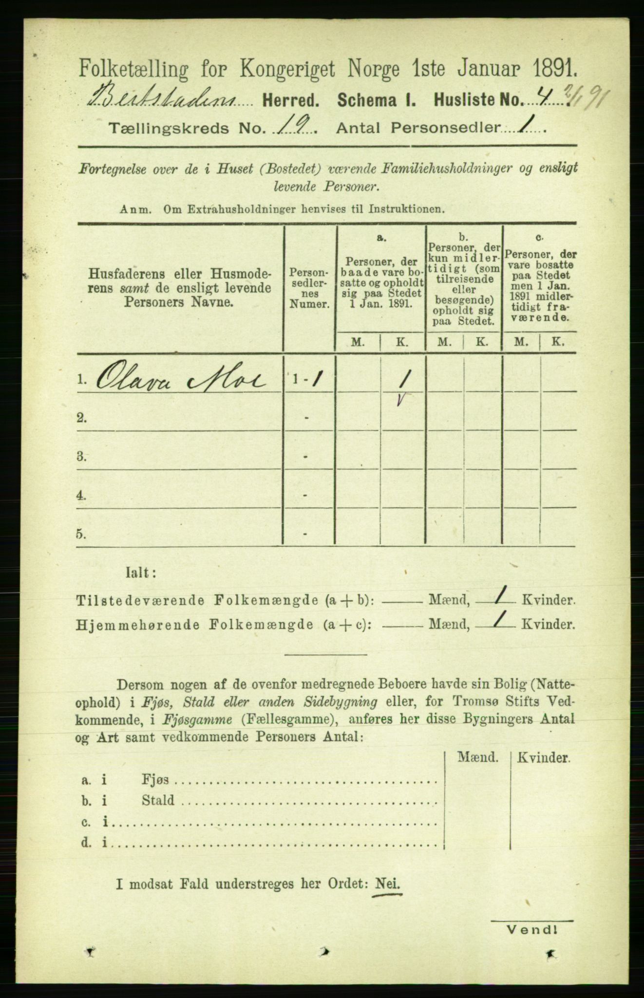 RA, 1891 census for 1727 Beitstad, 1891, p. 4774