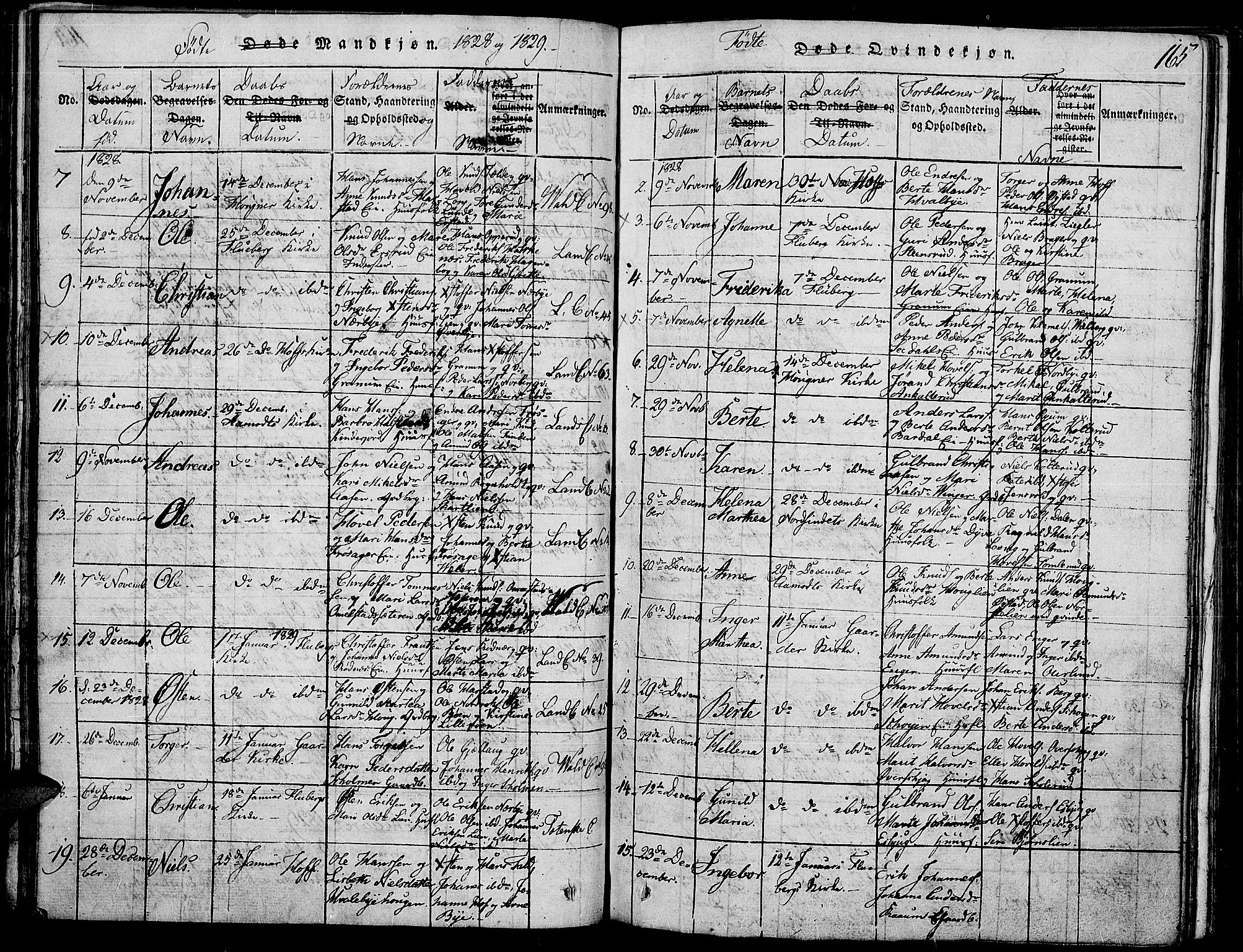 Land prestekontor, AV/SAH-PREST-120/H/Ha/Haa/L0007: Parish register (official) no. 7, 1814-1830, p. 165