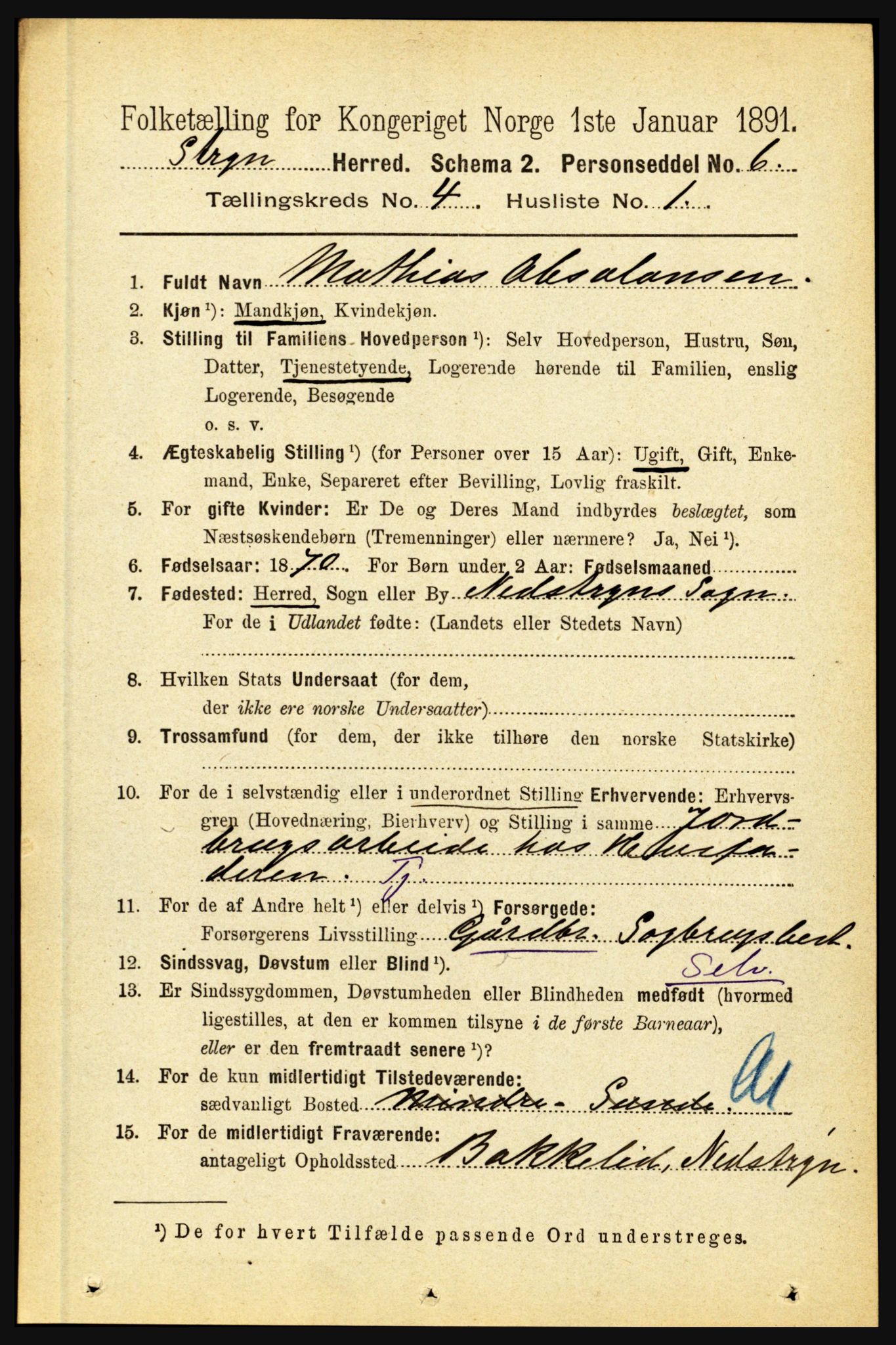 RA, 1891 census for 1448 Stryn, 1891, p. 1640