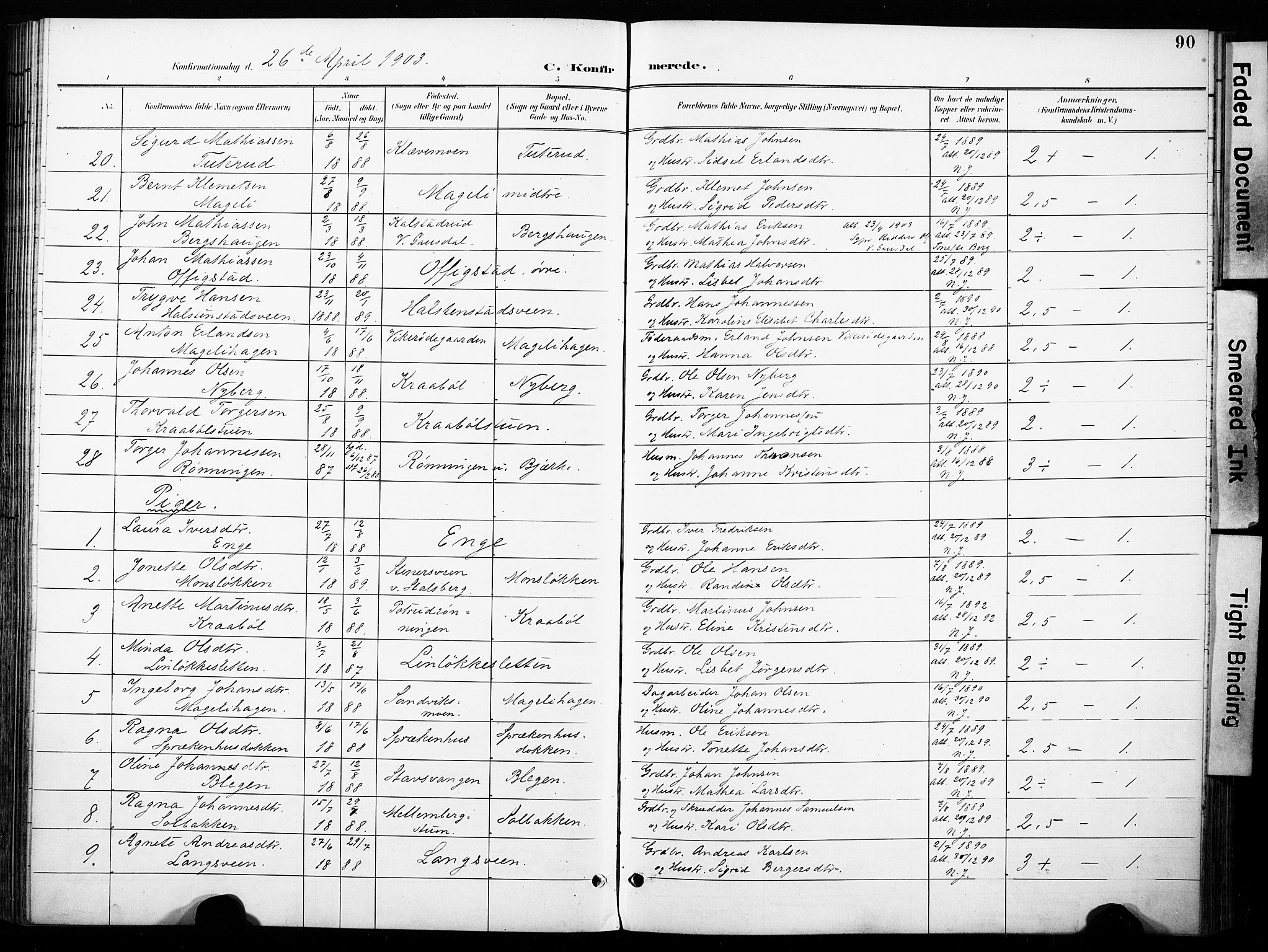 Øyer prestekontor, SAH/PREST-084/H/Ha/Haa/L0011: Parish register (official) no. 11, 1894-1905, p. 90