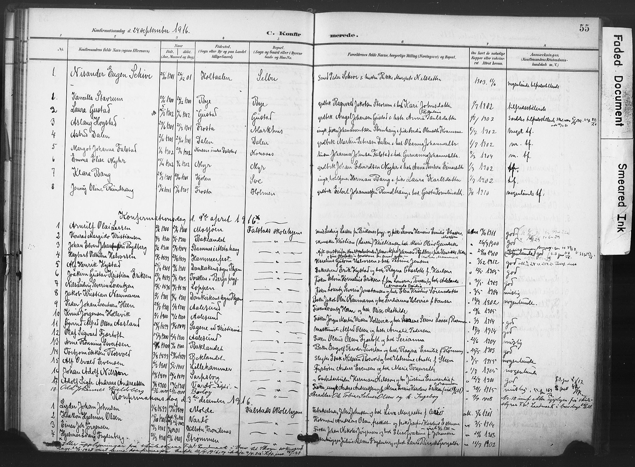 Ministerialprotokoller, klokkerbøker og fødselsregistre - Nord-Trøndelag, SAT/A-1458/719/L0179: Parish register (official) no. 719A02, 1901-1923, p. 55