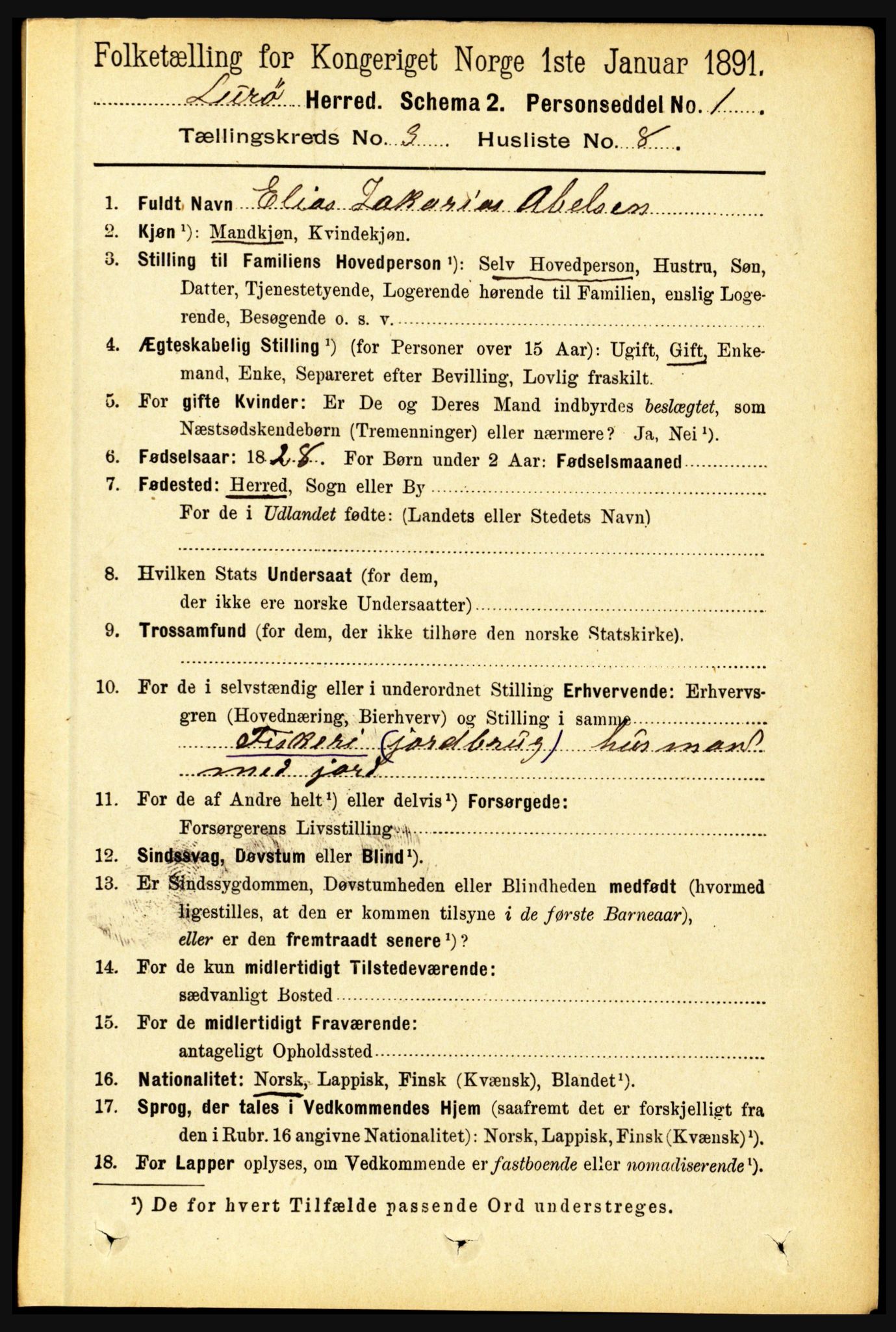 RA, 1891 census for 1834 Lurøy, 1891, p. 1482