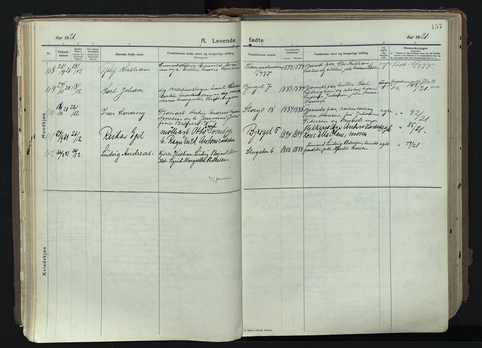 Moss prestekontor Kirkebøker, AV/SAO-A-2003/F/Fb/L0005: Parish register (official) no. II 5, 1913-1923, p. 157