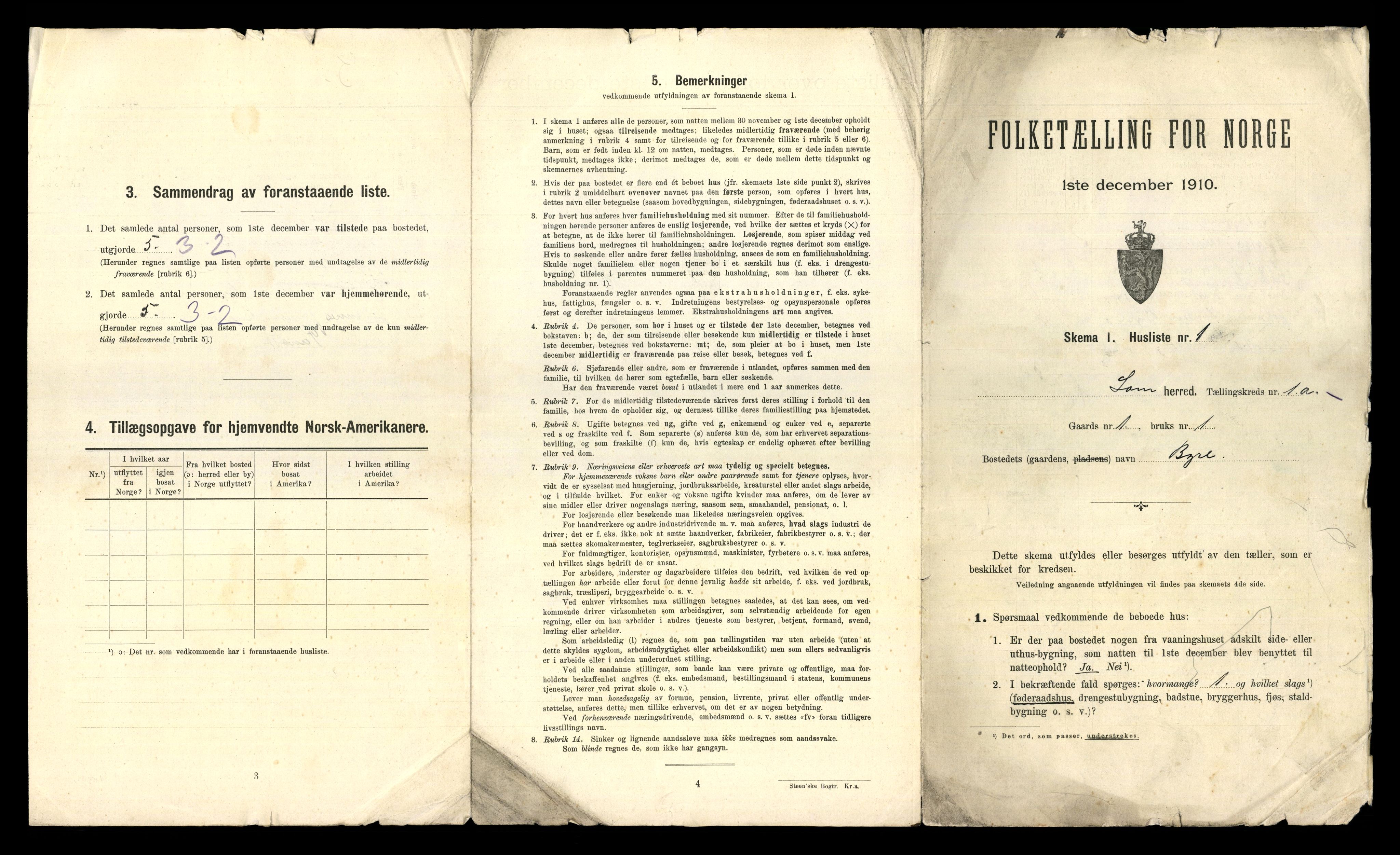 RA, 1910 census for Lom, 1910, p. 33