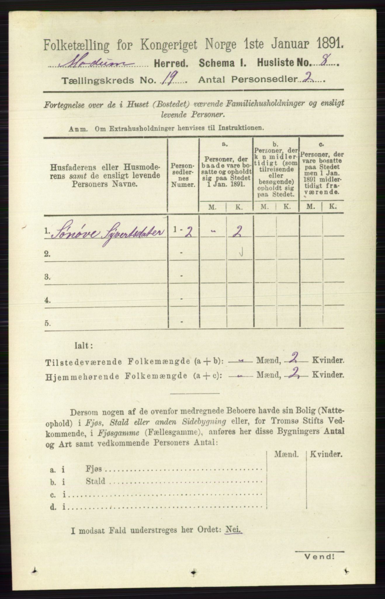 RA, 1891 census for 0623 Modum, 1891, p. 7585