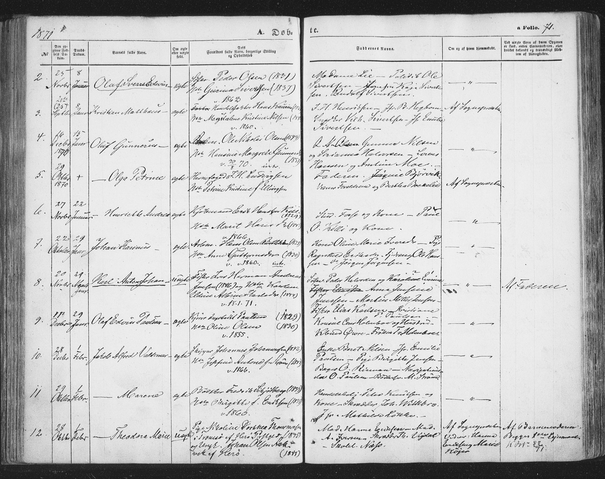 Tromsø sokneprestkontor/stiftsprosti/domprosti, SATØ/S-1343/G/Ga/L0012kirke: Parish register (official) no. 12, 1865-1871, p. 71