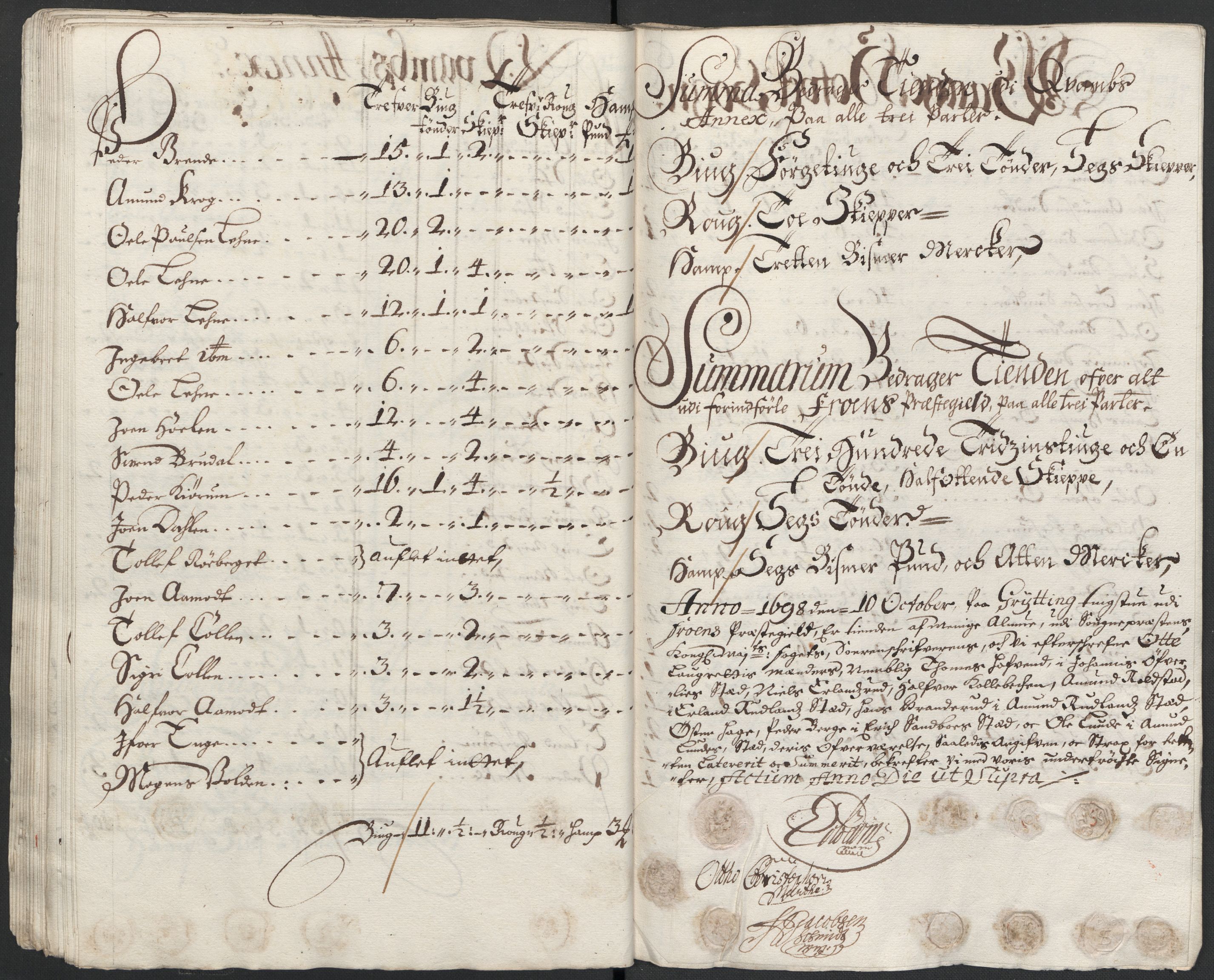 Rentekammeret inntil 1814, Reviderte regnskaper, Fogderegnskap, AV/RA-EA-4092/R17/L1171: Fogderegnskap Gudbrandsdal, 1698, p. 102