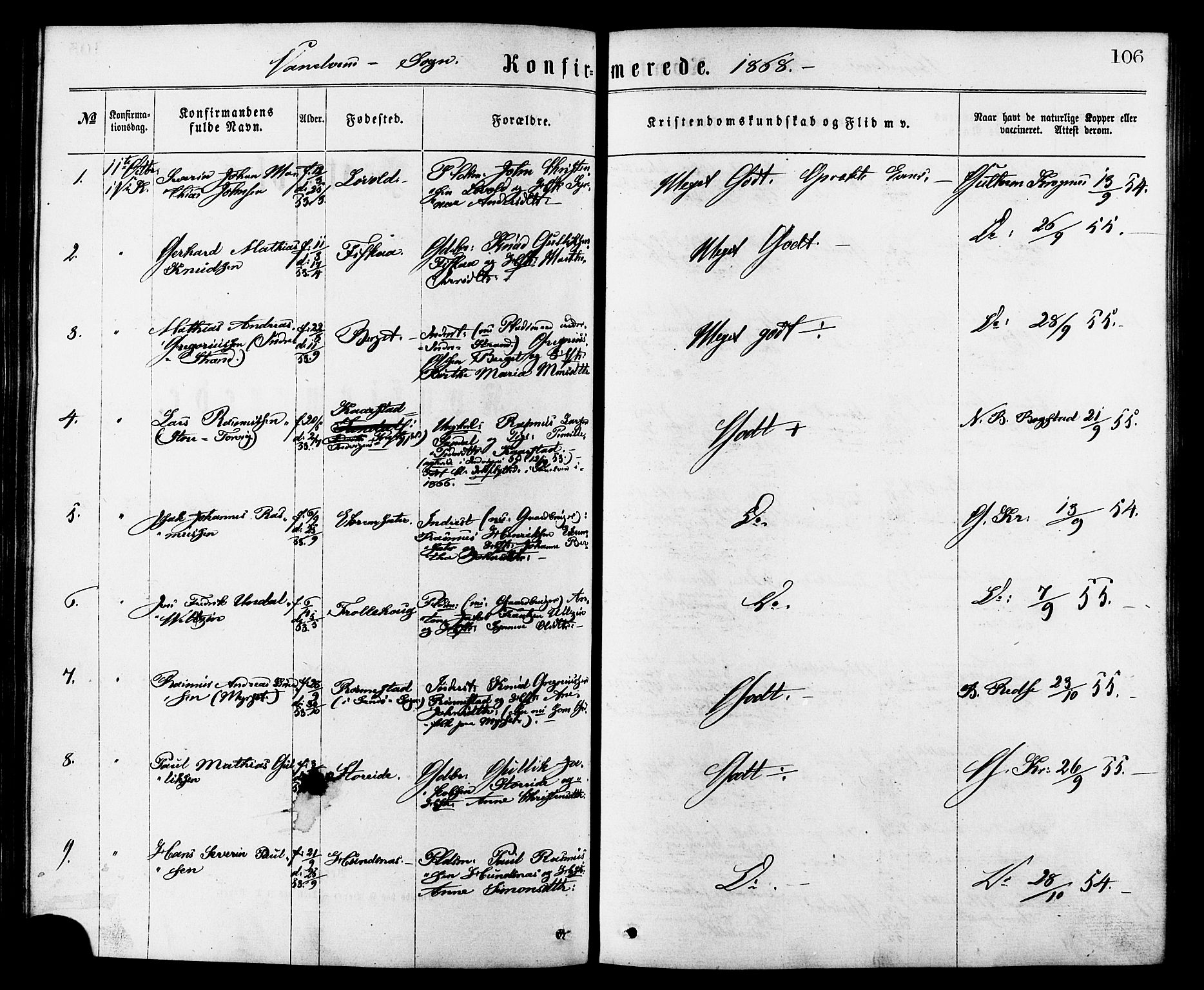 Ministerialprotokoller, klokkerbøker og fødselsregistre - Møre og Romsdal, AV/SAT-A-1454/501/L0007: Parish register (official) no. 501A07, 1868-1884, p. 106