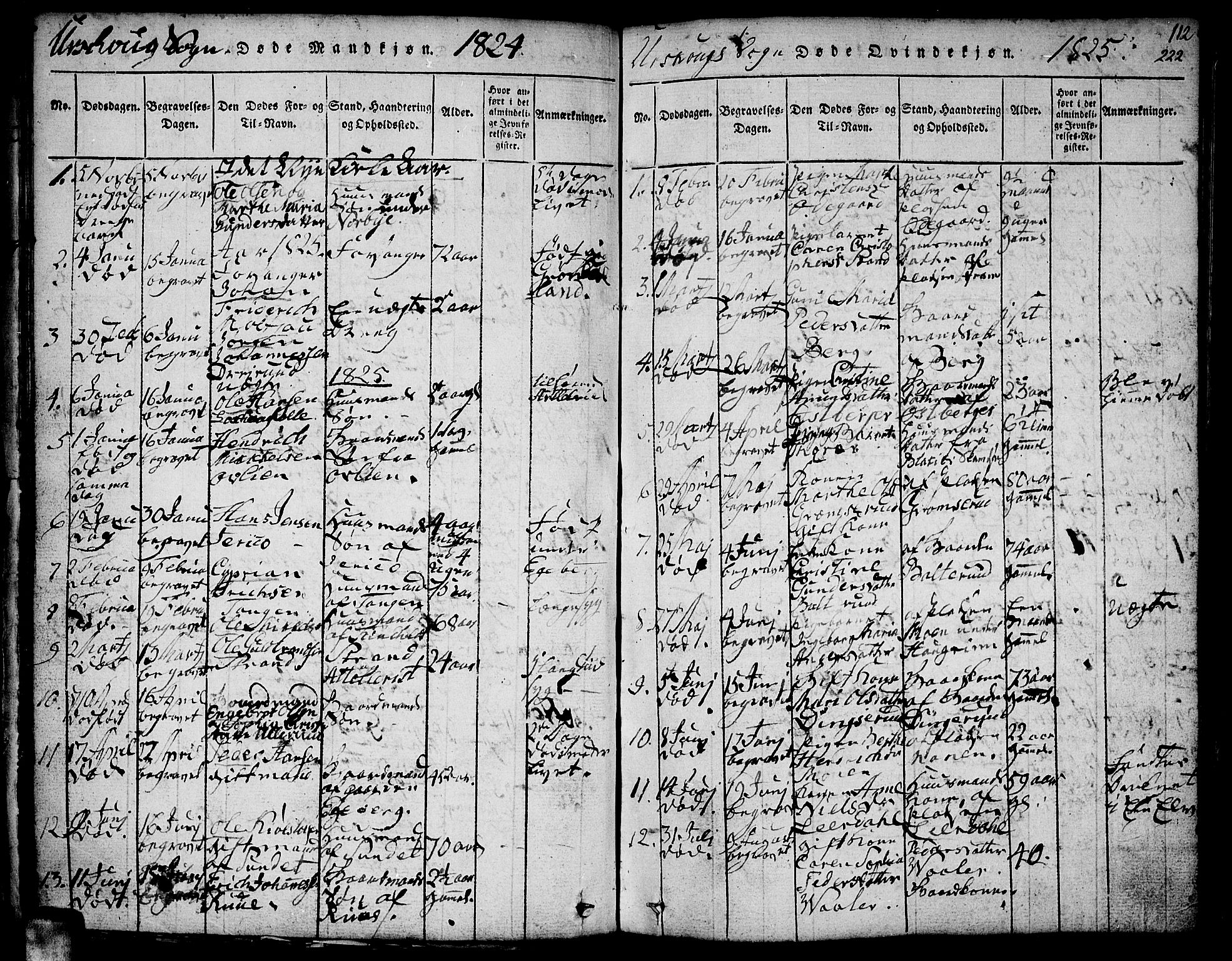 Aurskog prestekontor Kirkebøker, SAO/A-10304a/F/Fa/L0005: Parish register (official) no. I 5, 1814-1829, p. 222