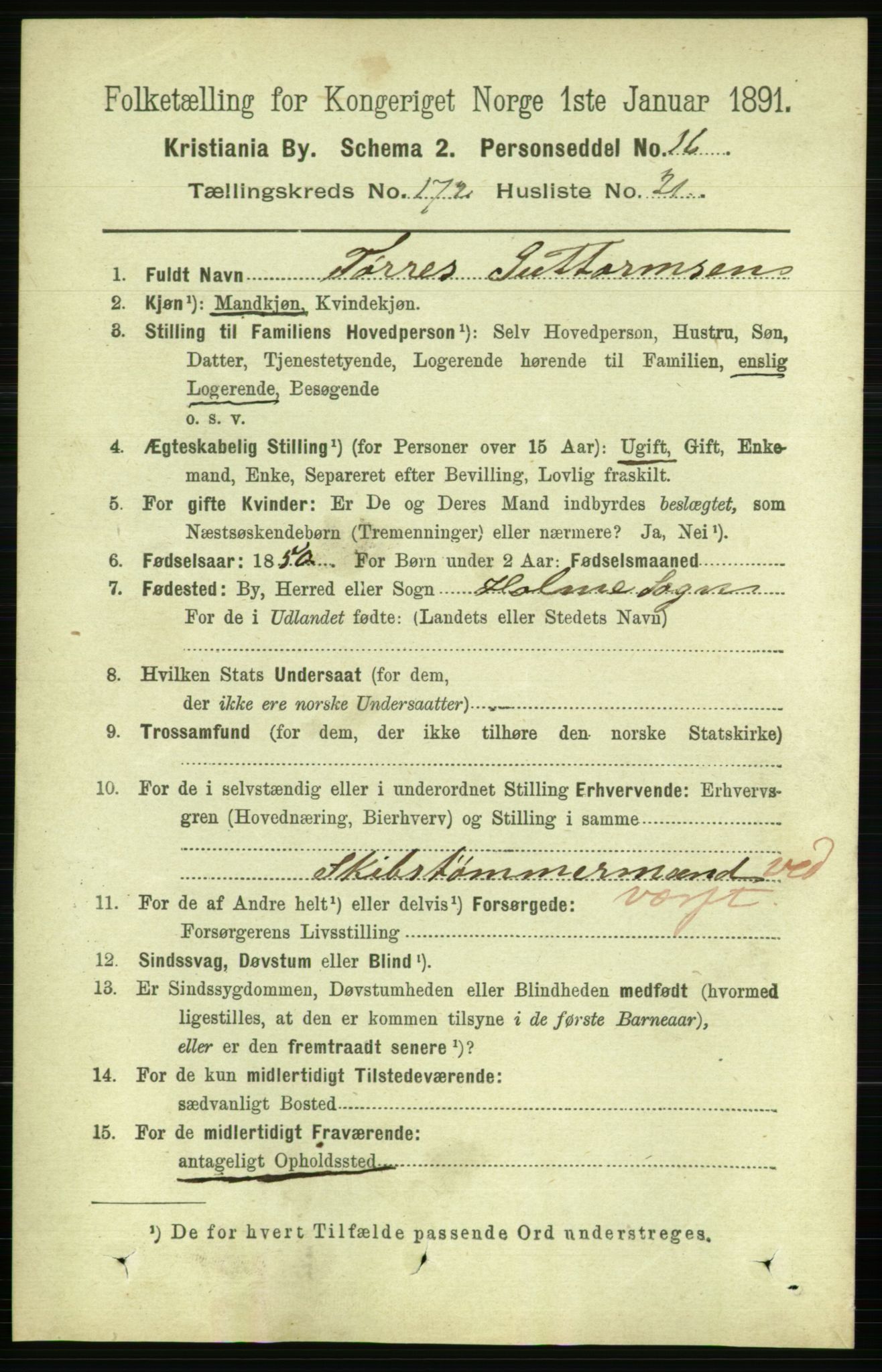 RA, 1891 census for 0301 Kristiania, 1891, p. 102519