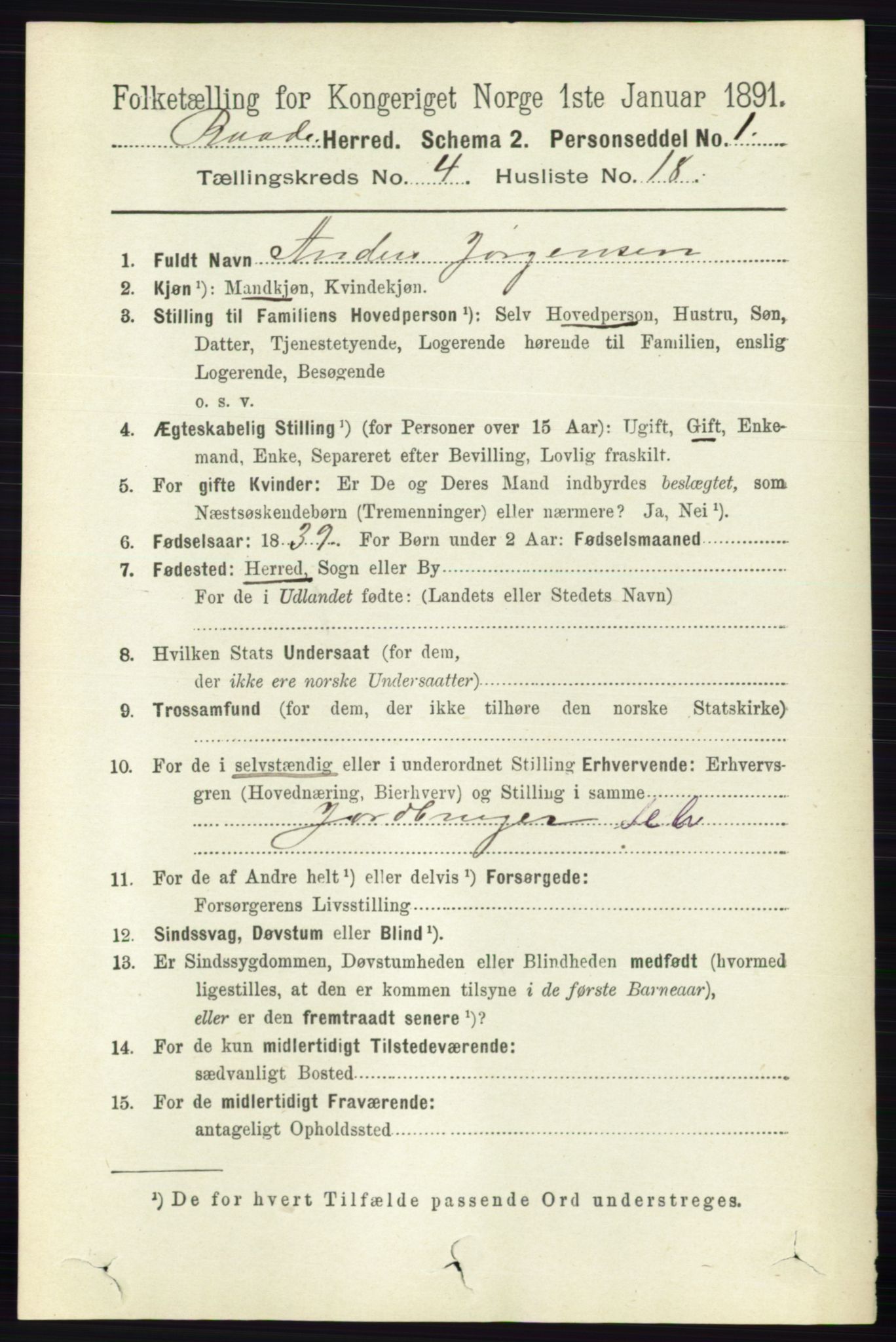 RA, 1891 census for 0135 Råde, 1891, p. 1974