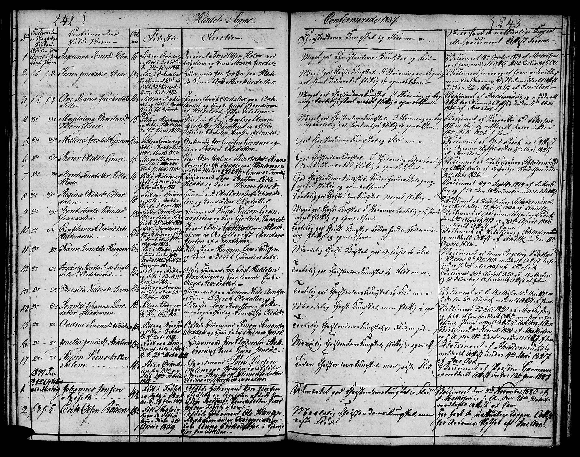 Ministerialprotokoller, klokkerbøker og fødselsregistre - Sør-Trøndelag, SAT/A-1456/606/L0306: Parish register (copy) no. 606C02, 1797-1829, p. 242-243