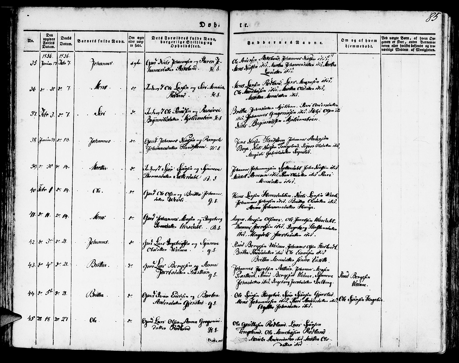 Haus sokneprestembete, AV/SAB-A-75601/H/Haa: Parish register (official) no. A 14, 1827-1838, p. 85