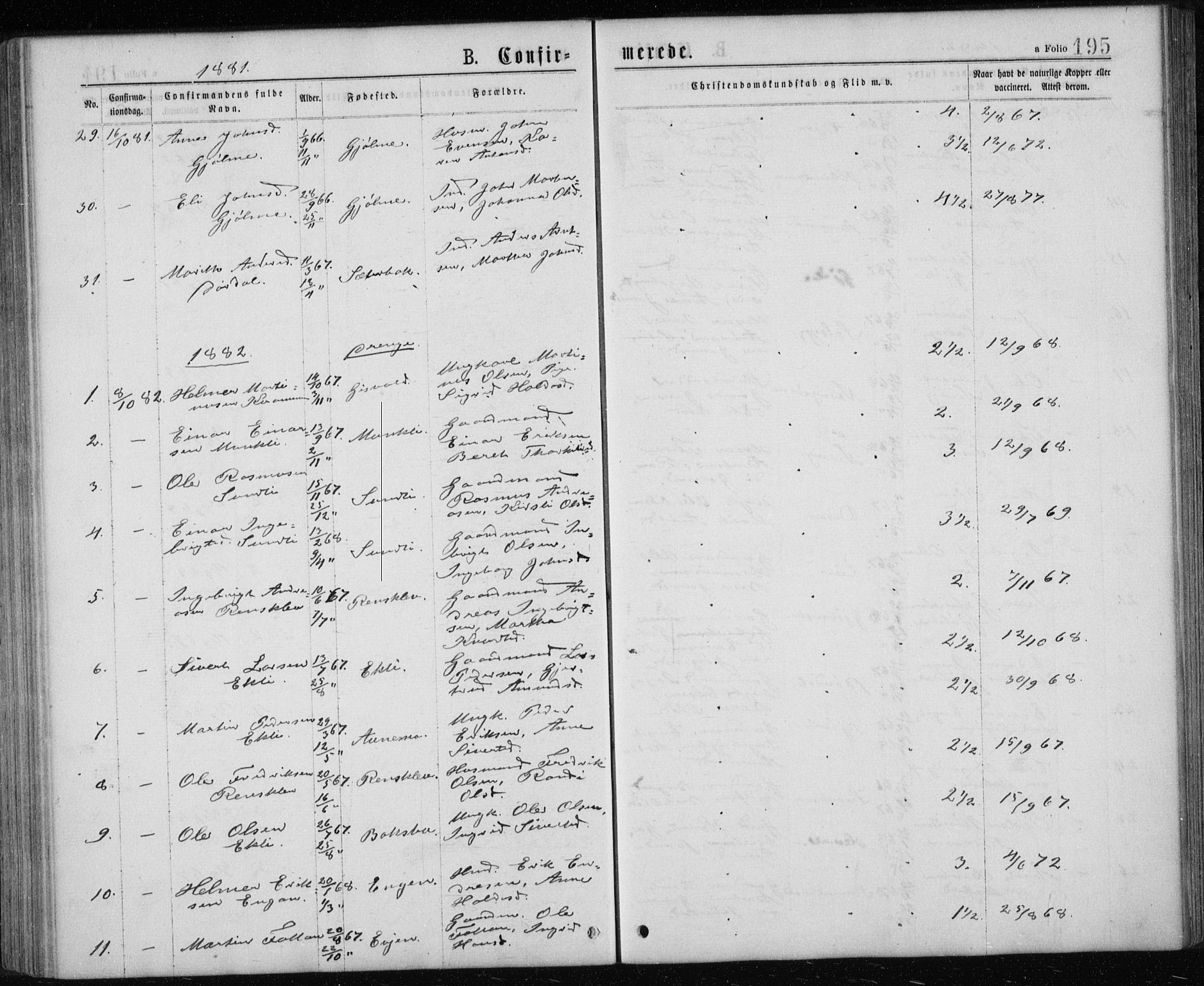 Ministerialprotokoller, klokkerbøker og fødselsregistre - Sør-Trøndelag, SAT/A-1456/668/L0817: Parish register (copy) no. 668C06, 1873-1884, p. 195