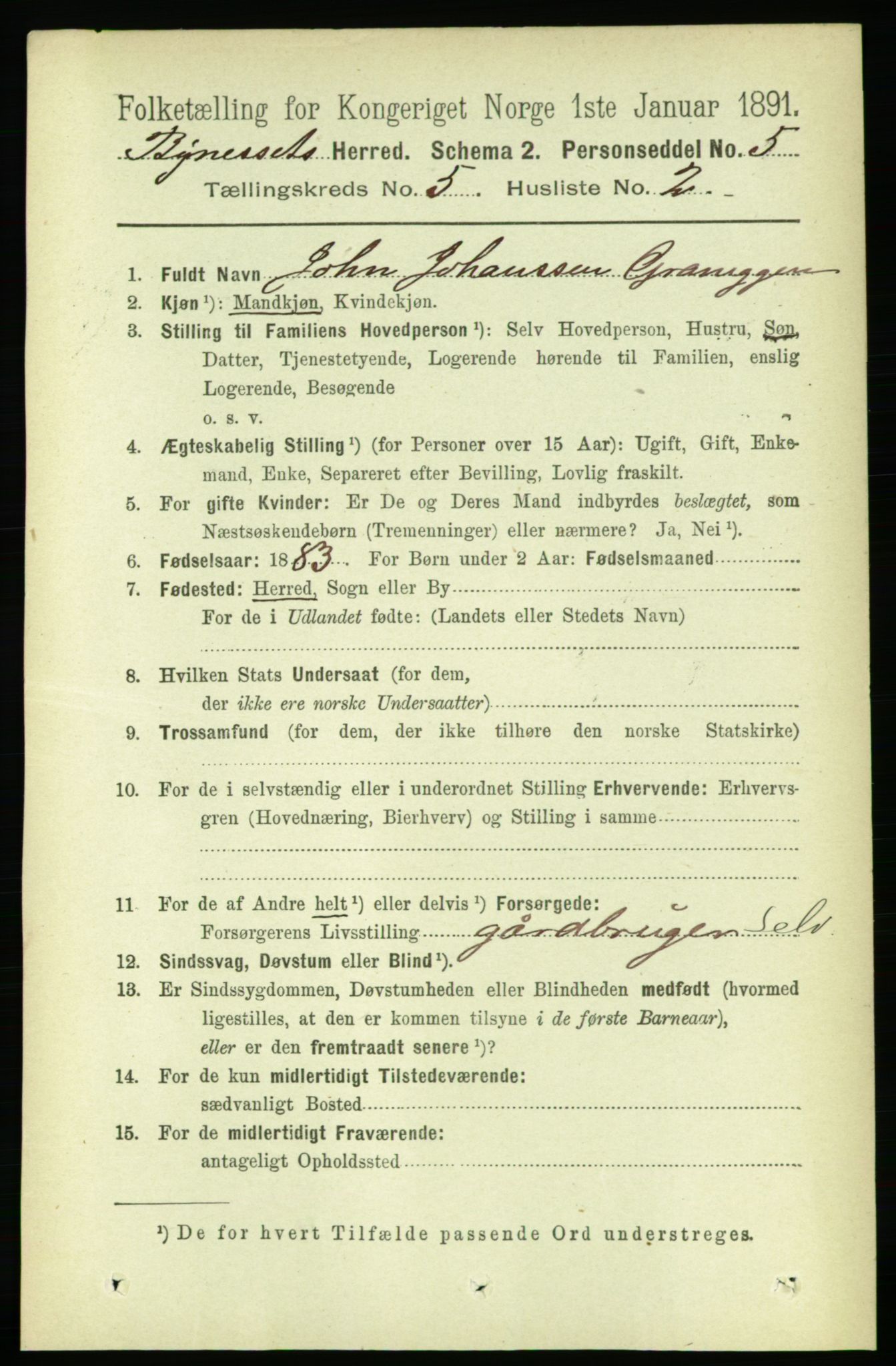 RA, 1891 census for 1655 Byneset, 1891, p. 2050