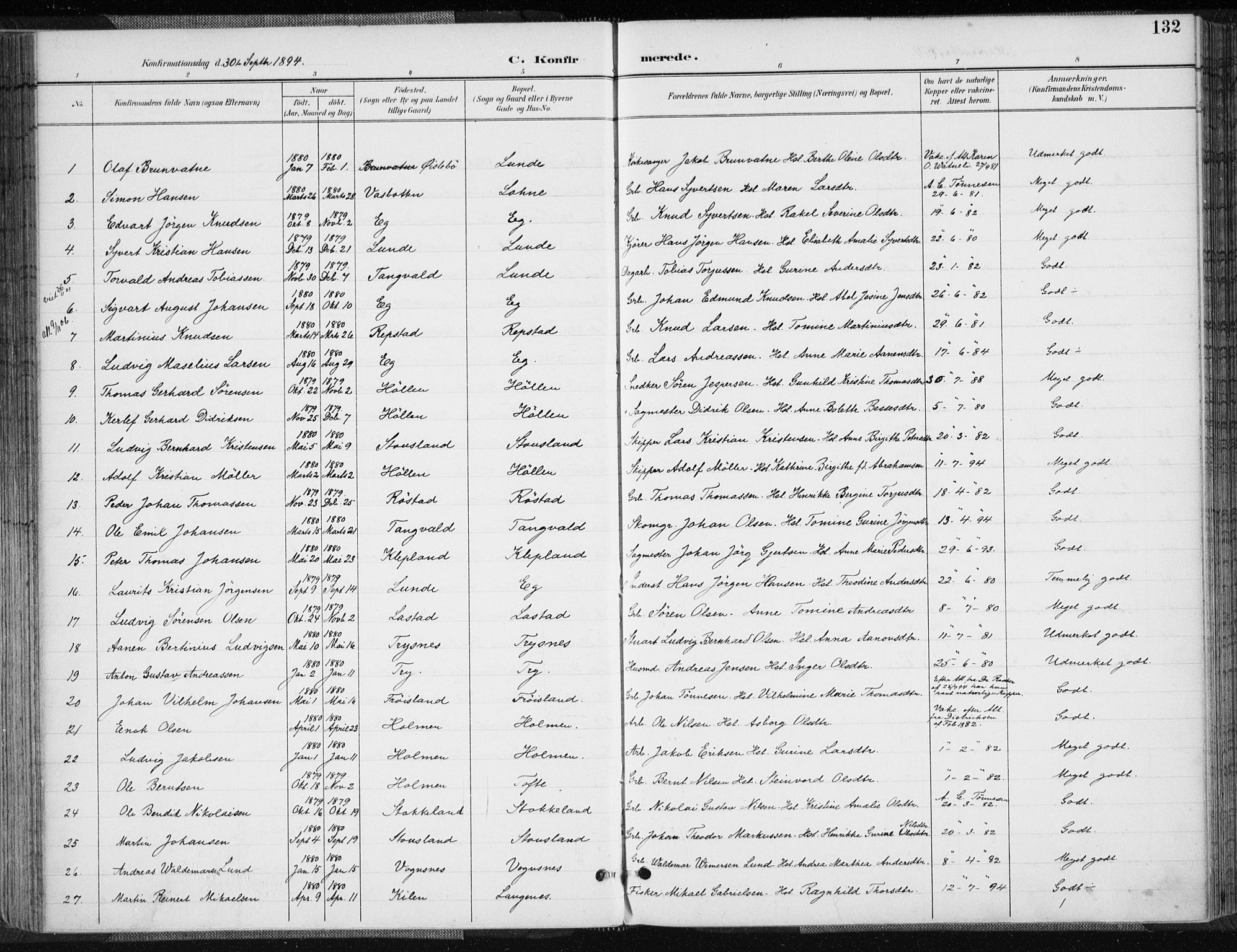 Søgne sokneprestkontor, AV/SAK-1111-0037/F/Fa/Fab/L0013: Parish register (official) no. A 13, 1892-1911, p. 132