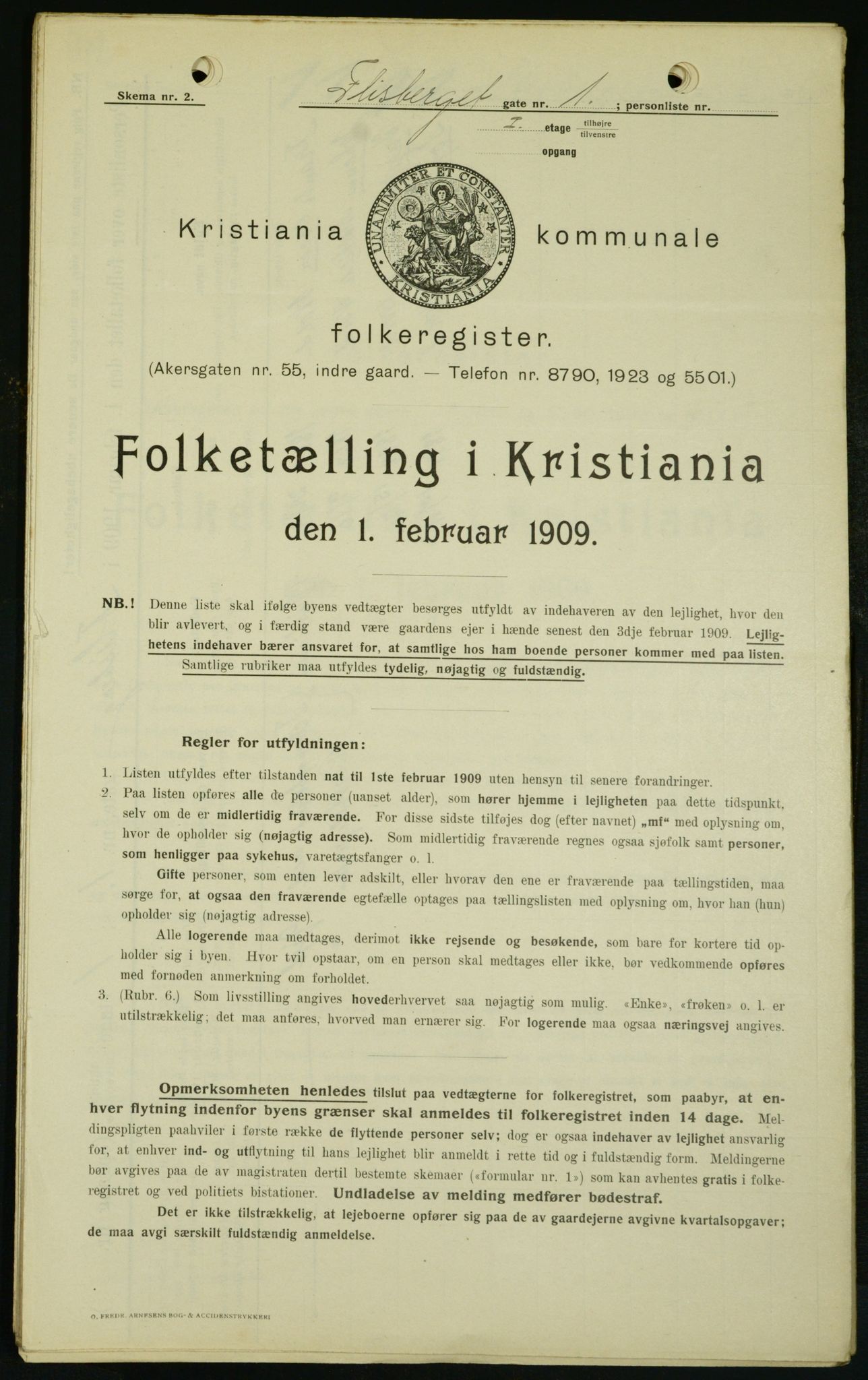 OBA, Municipal Census 1909 for Kristiania, 1909, p. 22223