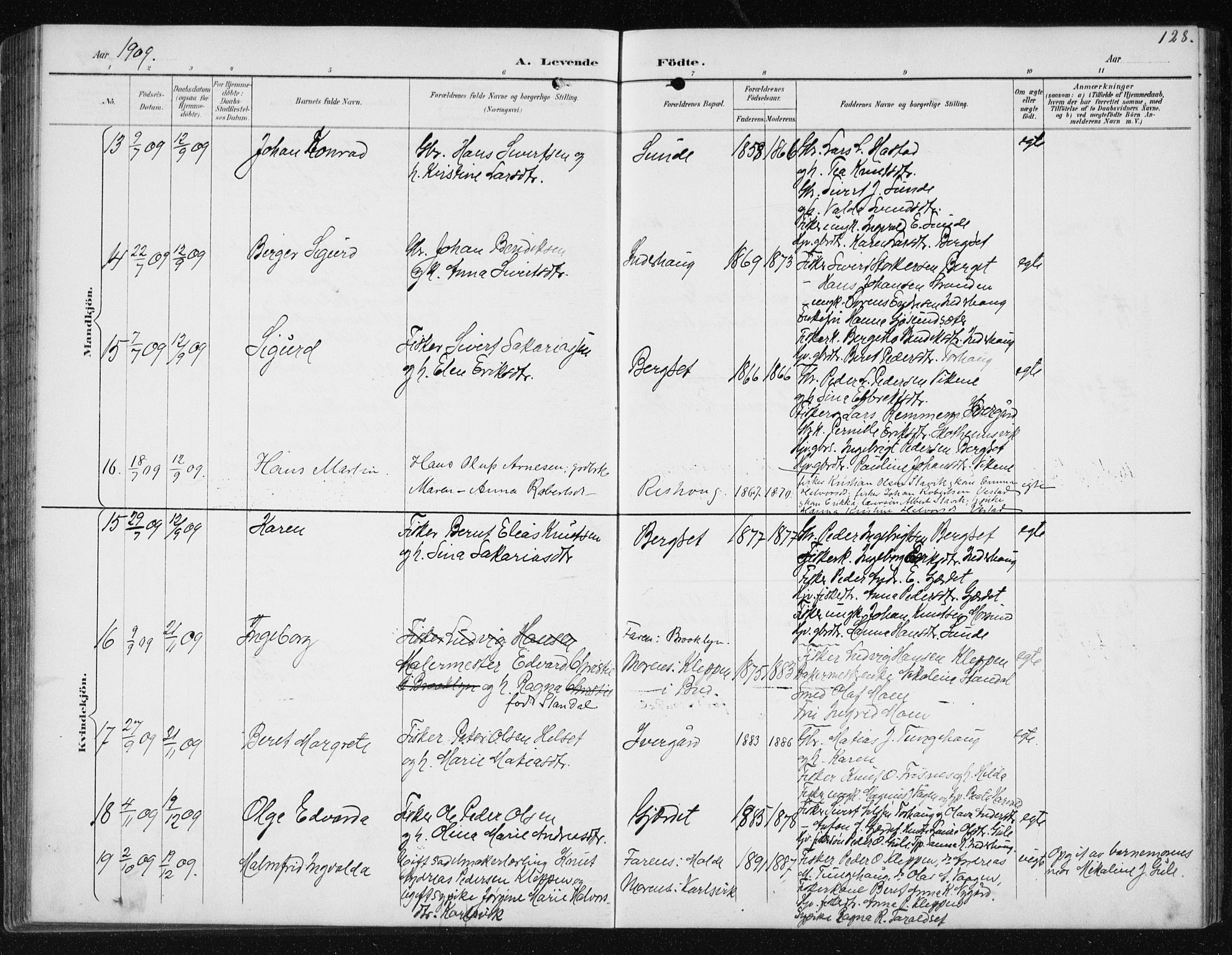 Ministerialprotokoller, klokkerbøker og fødselsregistre - Møre og Romsdal, AV/SAT-A-1454/566/L0773: Parish register (copy) no. 566C02, 1892-1909, p. 128