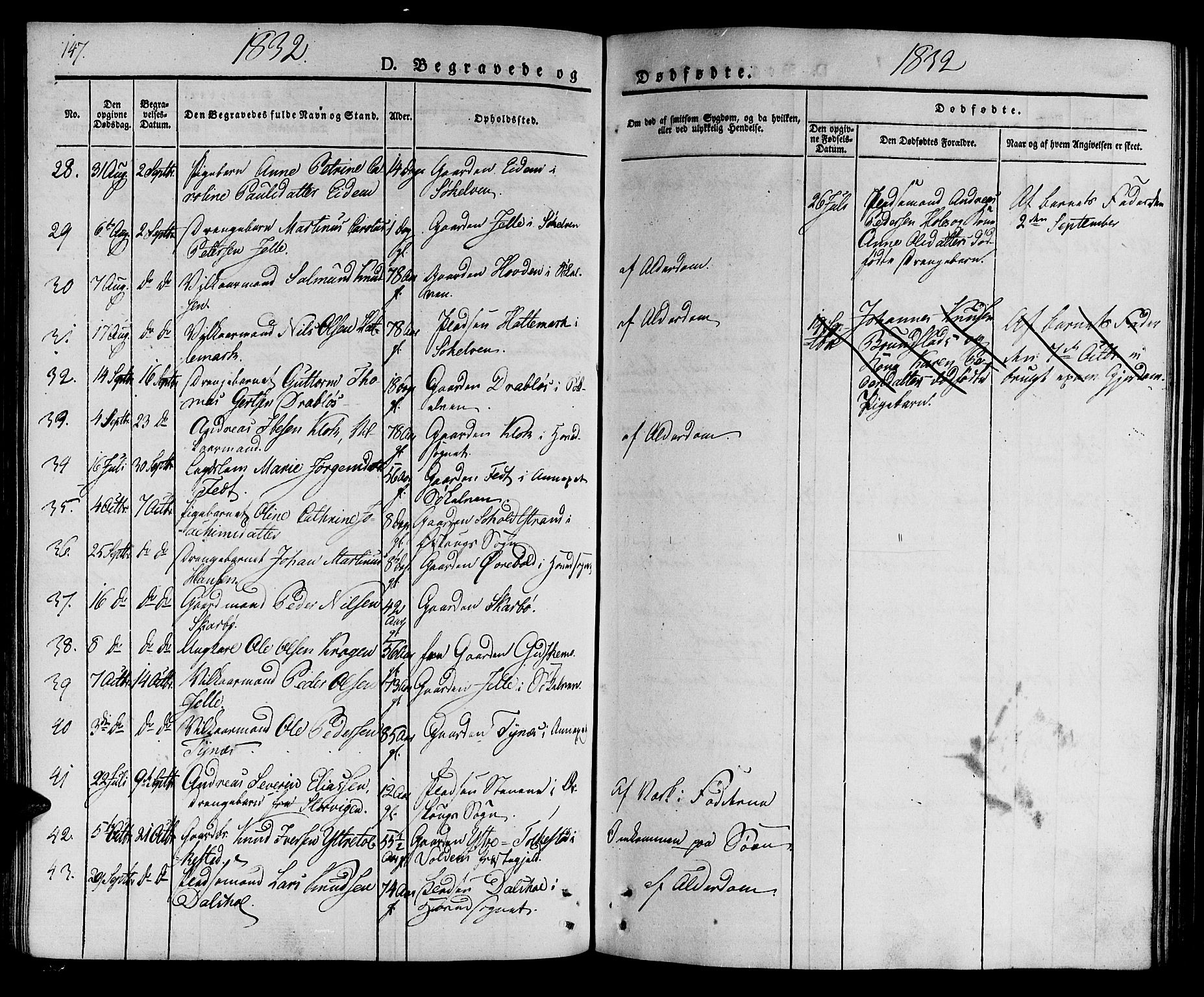 Ministerialprotokoller, klokkerbøker og fødselsregistre - Møre og Romsdal, SAT/A-1454/522/L0311: Parish register (official) no. 522A06, 1832-1842, p. 147