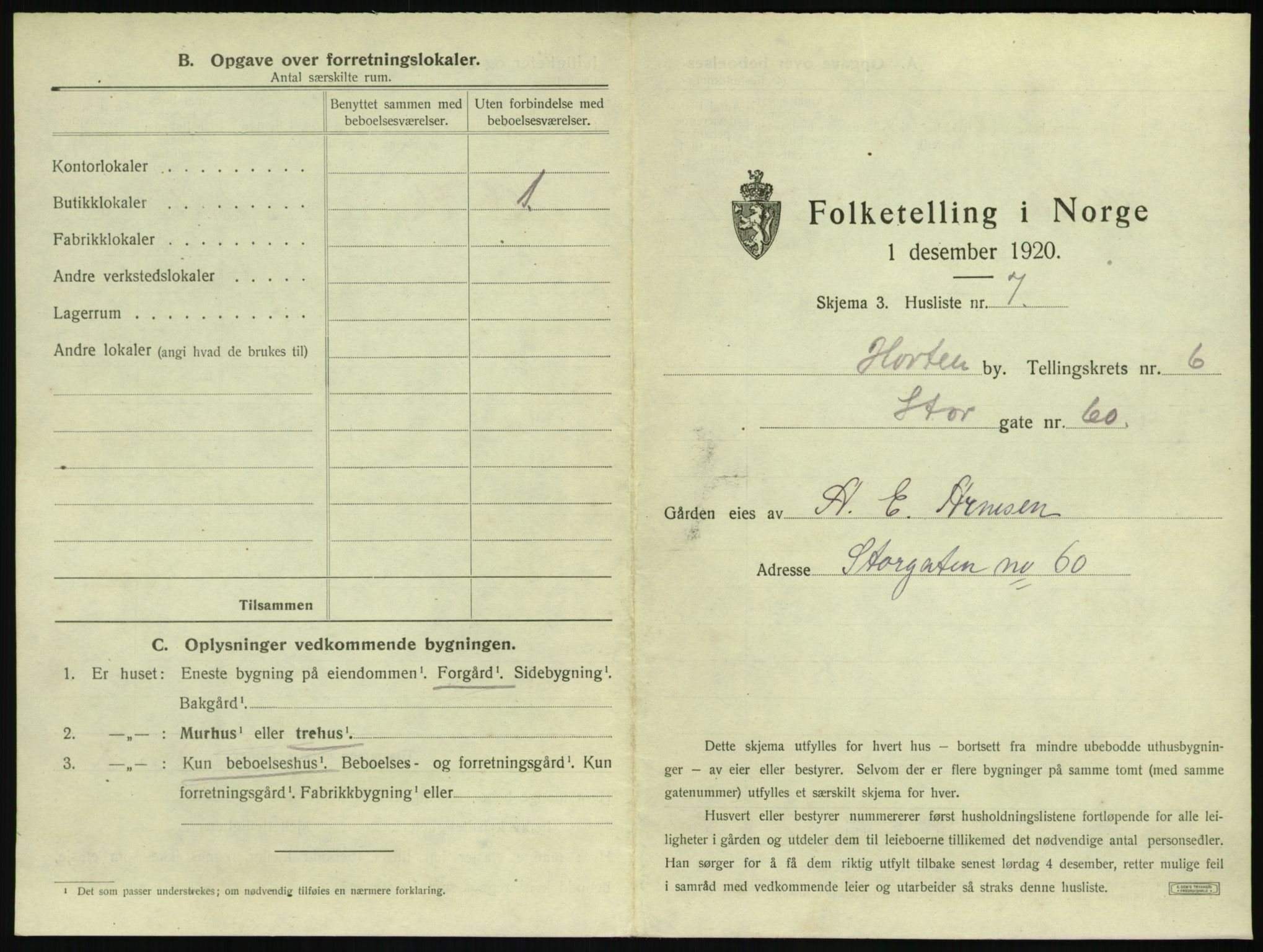 SAKO, 1920 census for Horten, 1920, p. 1935