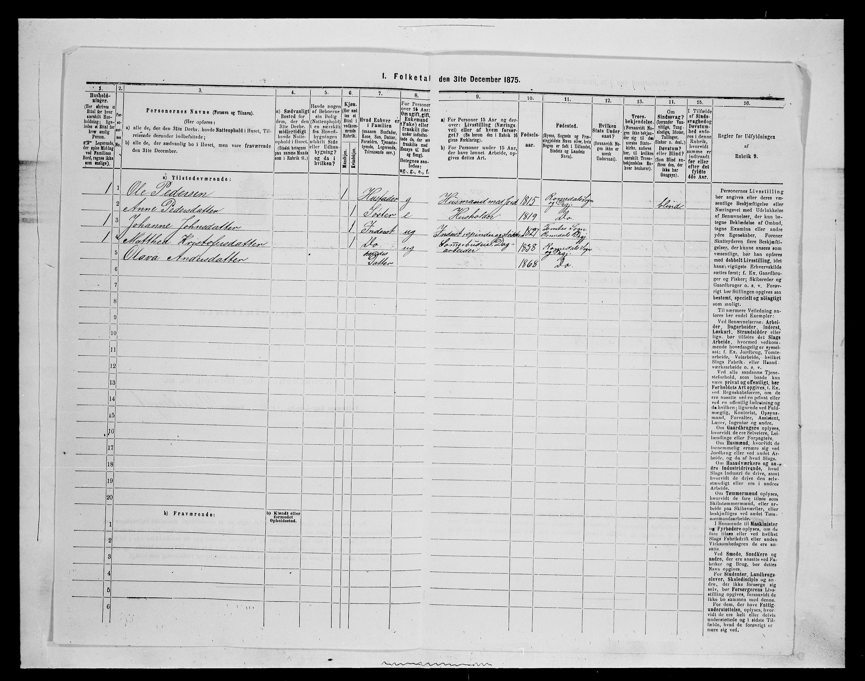 SAH, 1875 census for 0416P Romedal, 1875, p. 540