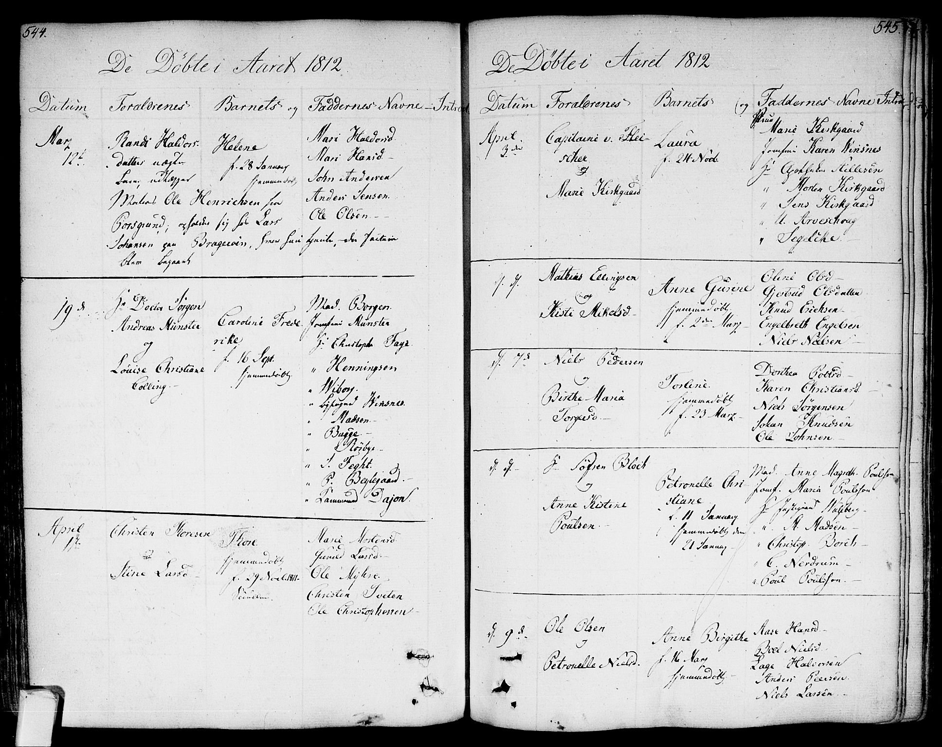 Bragernes kirkebøker, SAKO/A-6/F/Fa/L0006a: Parish register (official) no. I 6, 1782-1814, p. 544-545