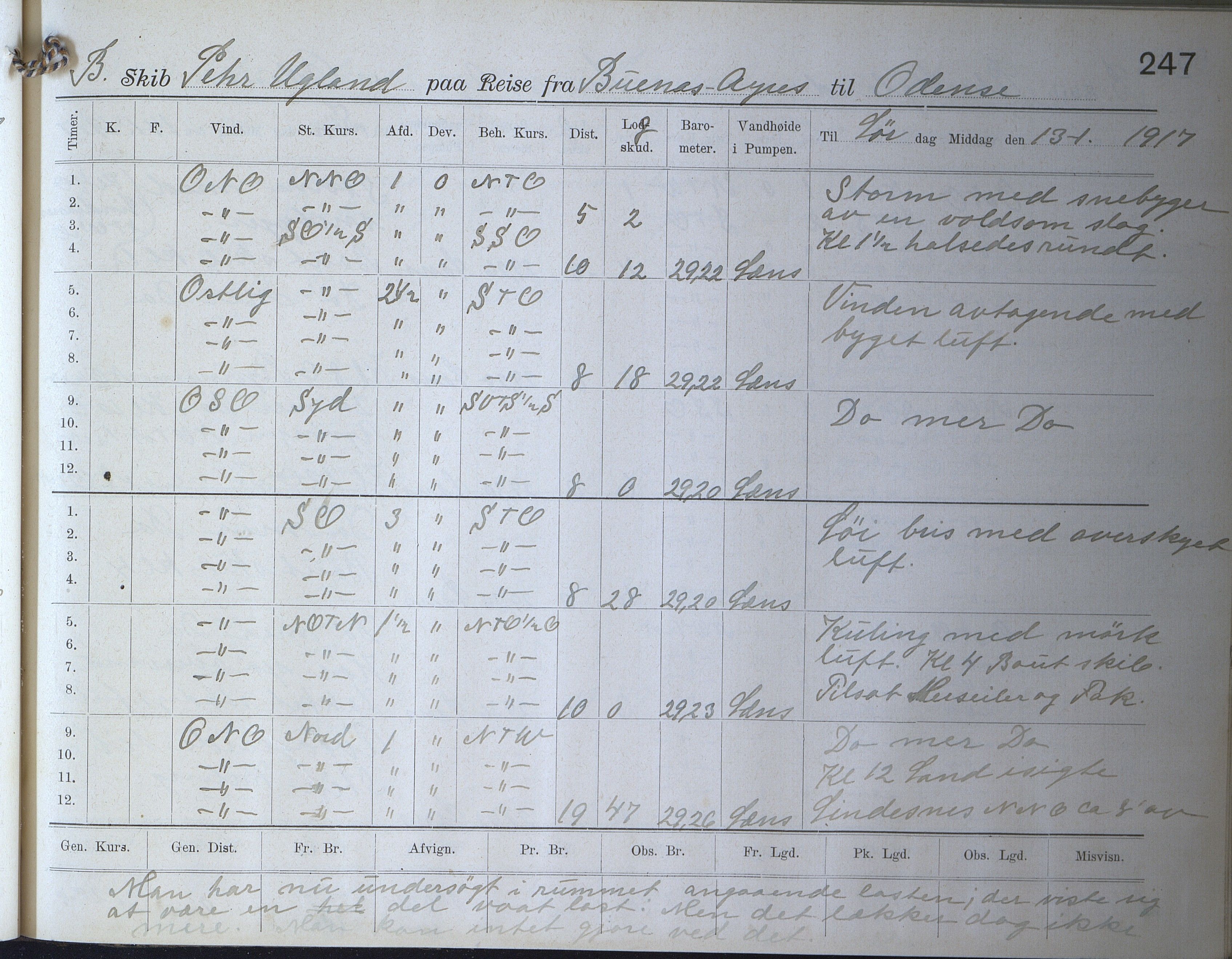 Fartøysarkivet, AAKS/PA-1934/F/L0272: Pehr Ugland (bark), 1891-1929, p. 247