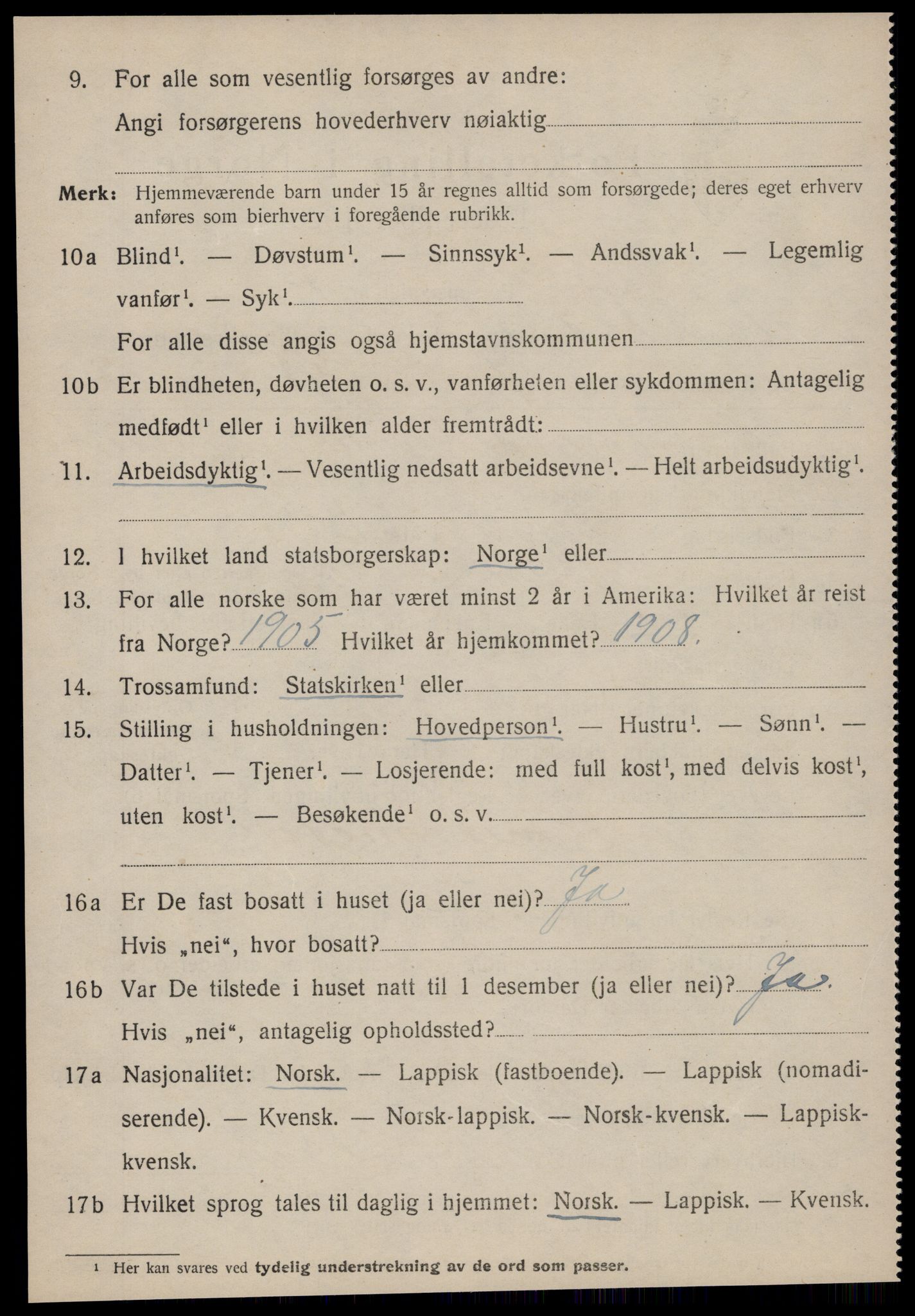 SAT, 1920 census for Sandstad, 1920, p. 650