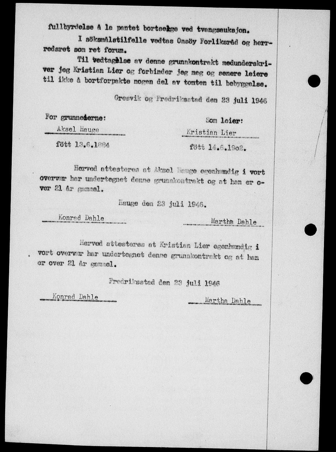 Onsøy sorenskriveri, SAO/A-10474/G/Ga/Gab/L0018: Mortgage book no. II A-18, 1946-1947, Diary no: : 3035/1946