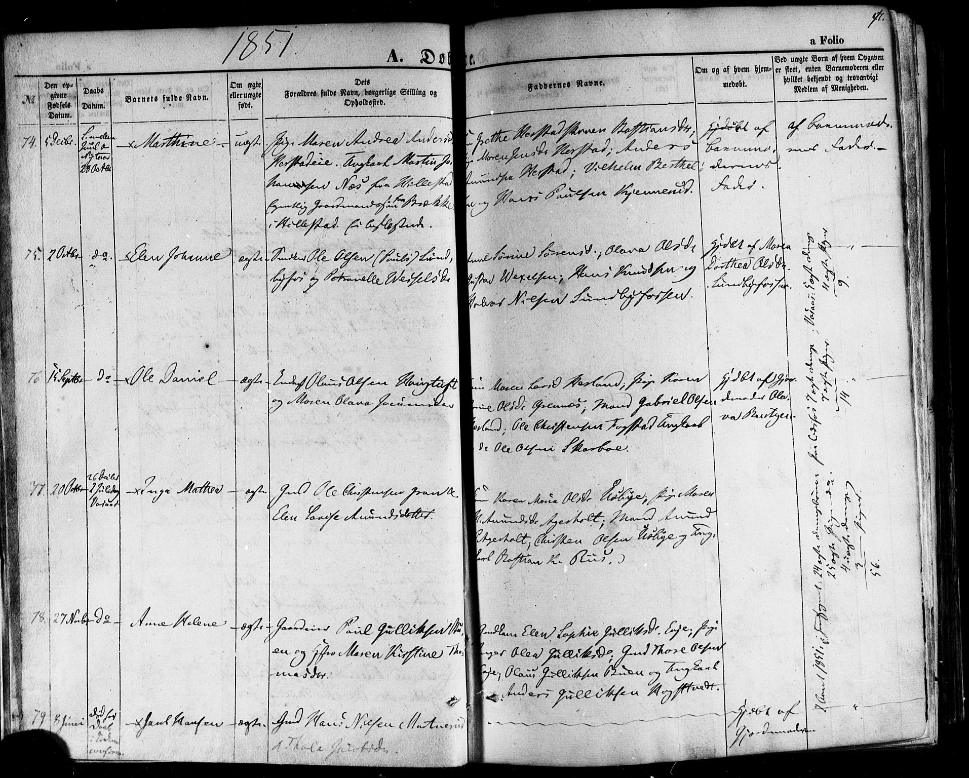 Hof kirkebøker, AV/SAKO-A-64/F/Fa/L0006: Parish register (official) no. I 6, 1851-1877, p. 4