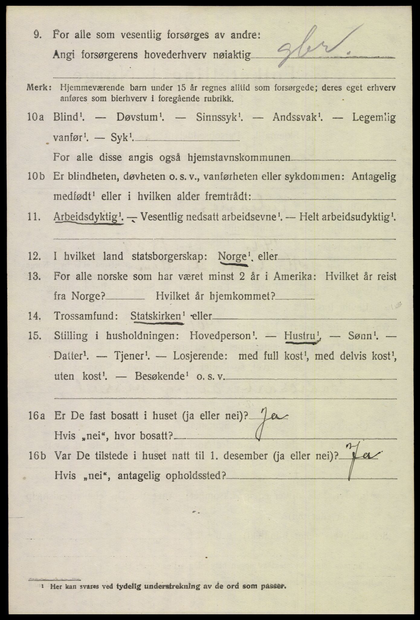 SAK, 1920 census for Gyland, 1920, p. 2107