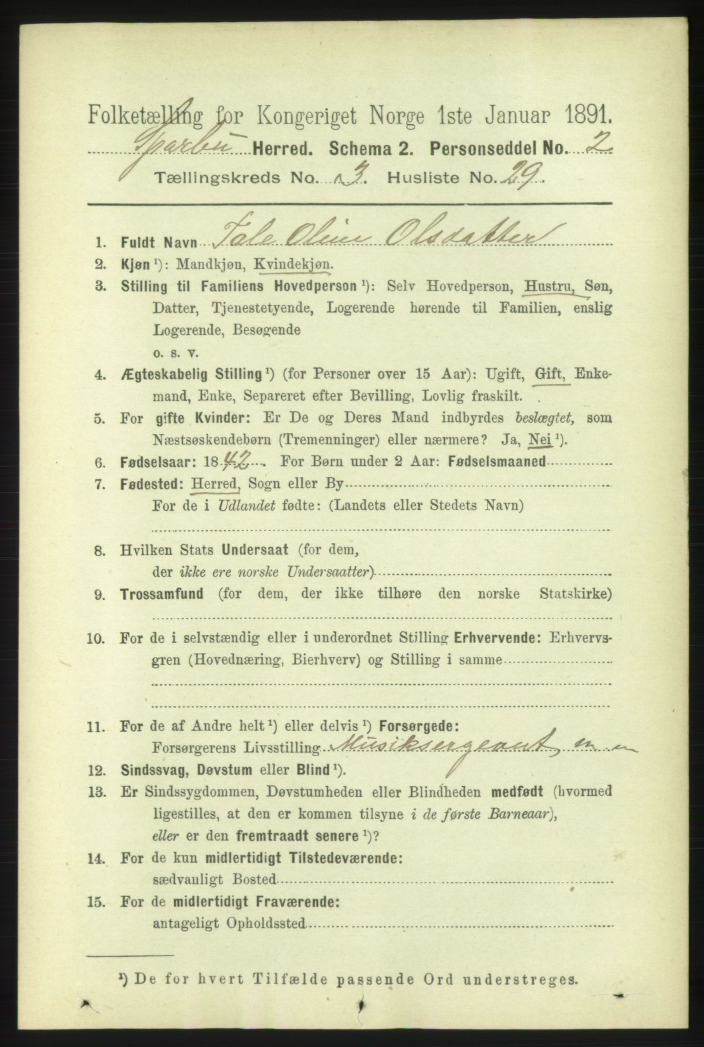 RA, 1891 census for 1731 Sparbu, 1891, p. 1020